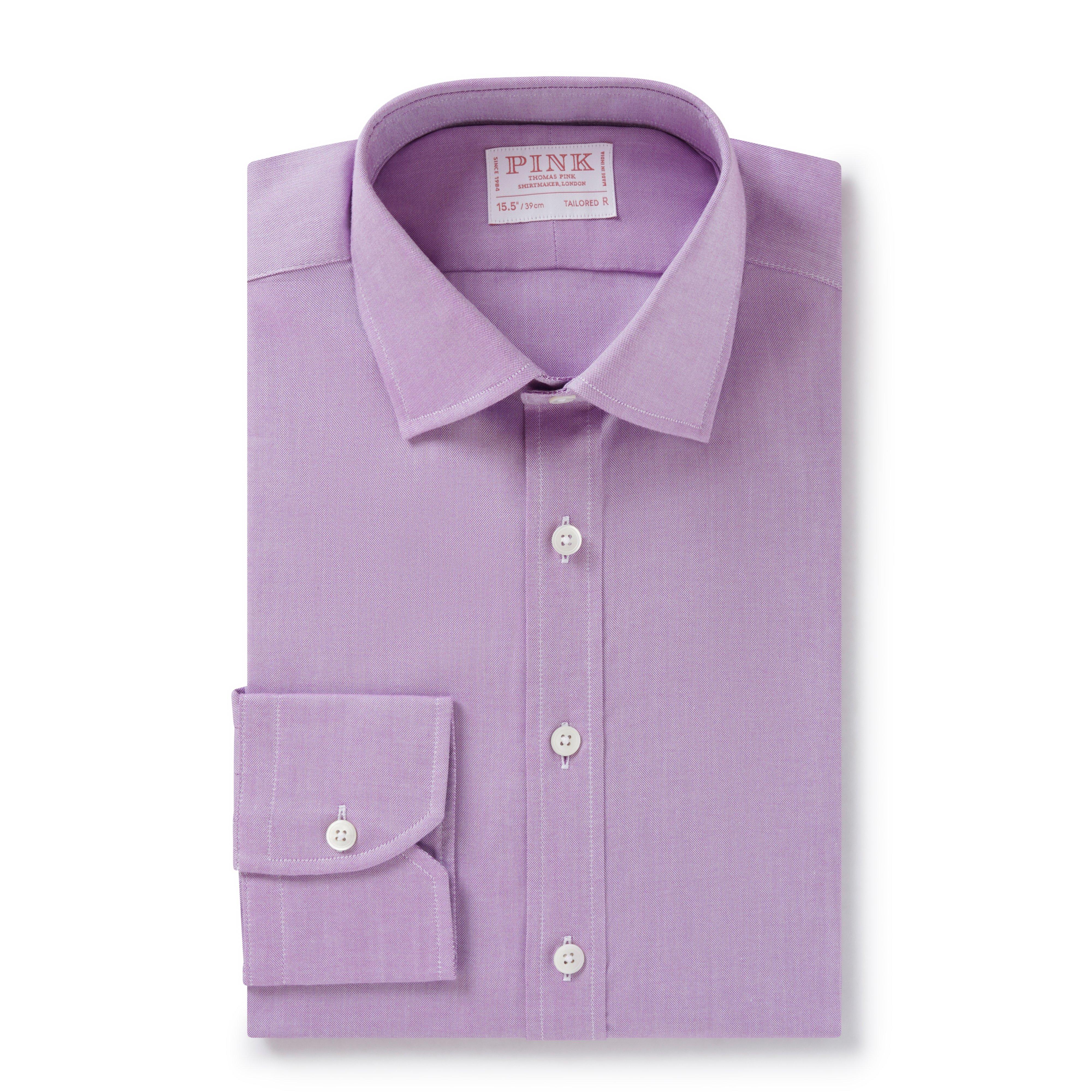 Thomas Pink Tailored Fit Formal Oxford Cotton Shirt Purple-MALFORD OF LONDON SAVILE ROW MENSWEAR OUTLET