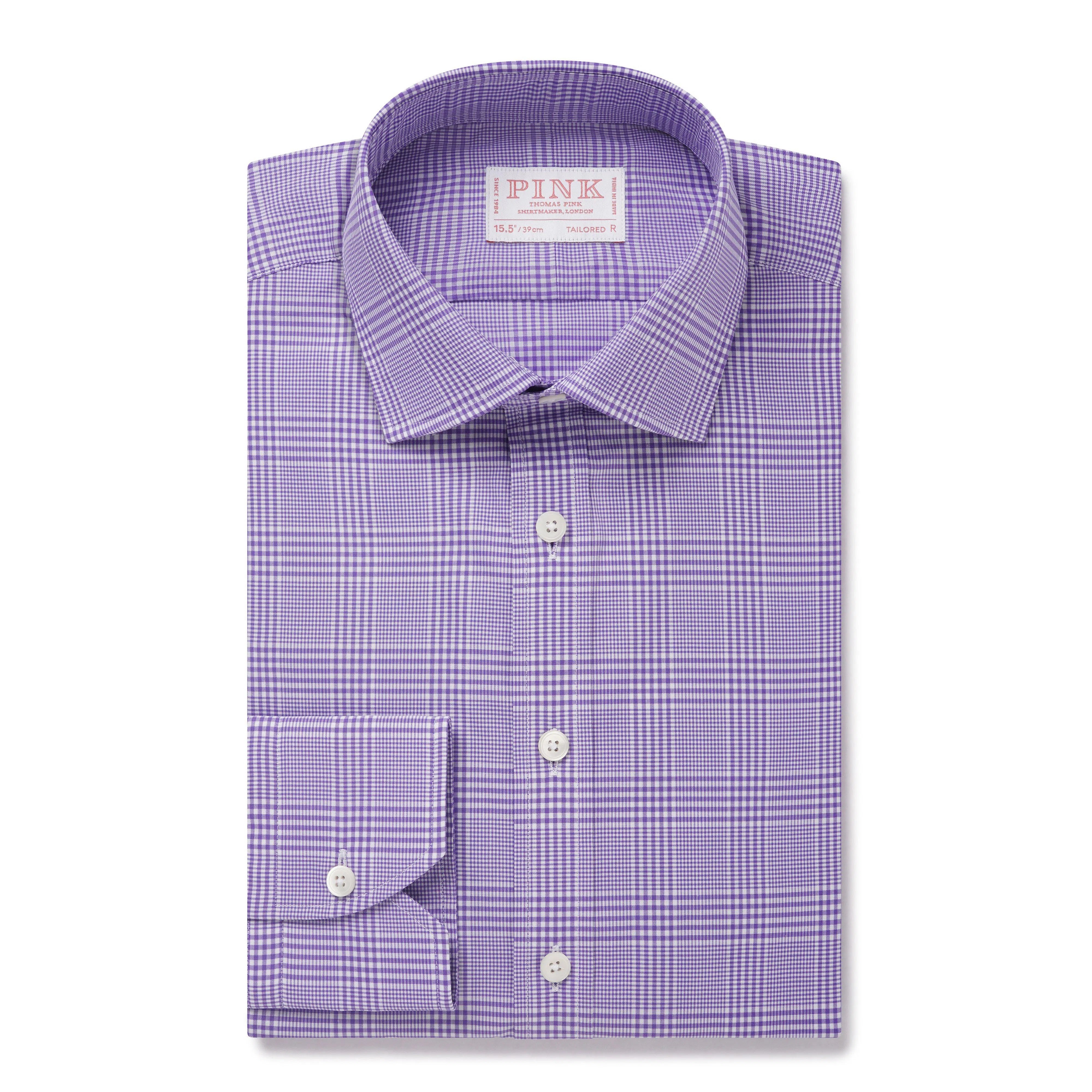 Thomas Pink Tailored Fit Formal POW Check Shirt-MALFORD OF LONDON SAVILE ROW MENSWEAR OUTLET