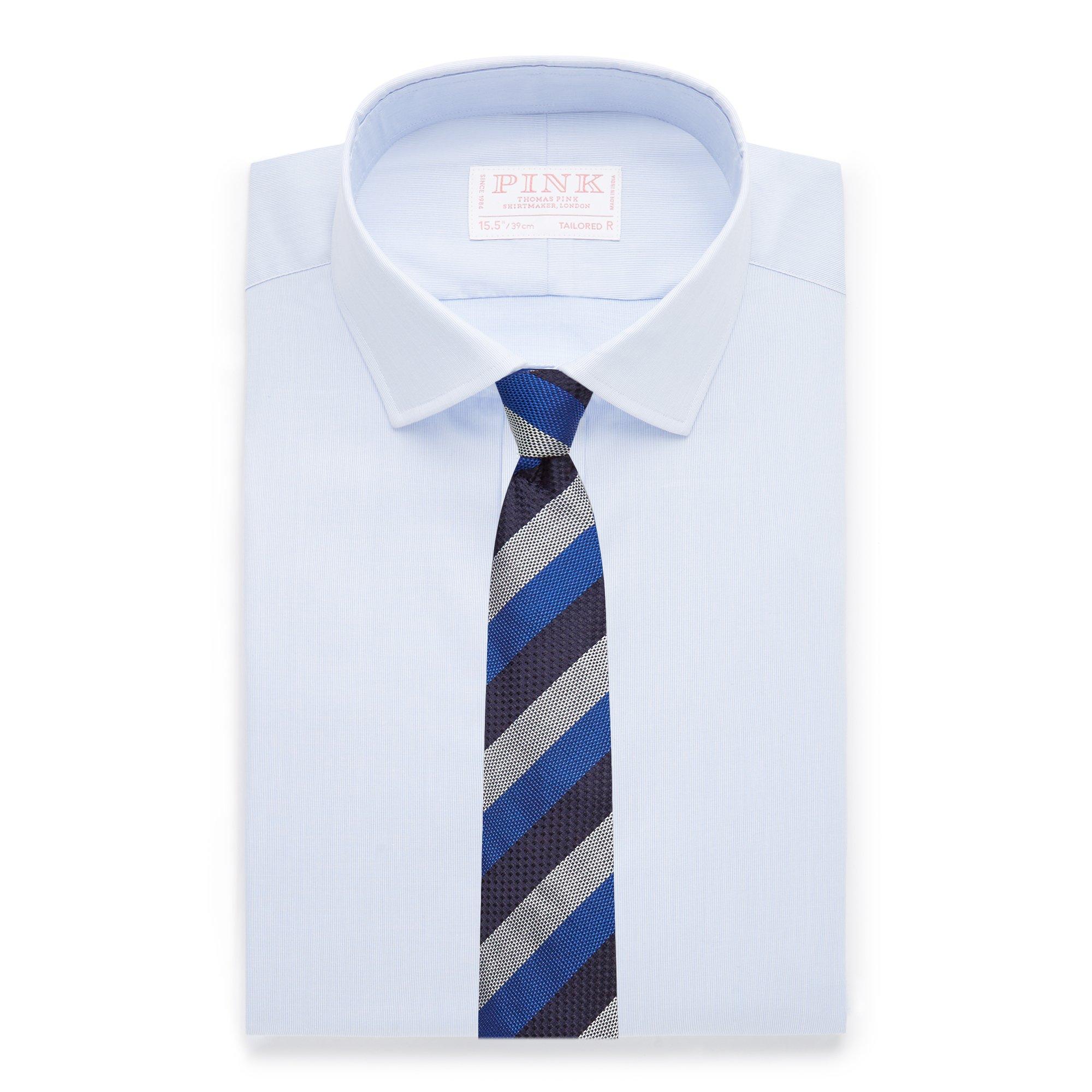 Thomas Pink Tailored Fit Formal Piquet 70 Stripe Shirt-MALFORD OF LONDON SAVILE ROW MENSWEAR OUTLET