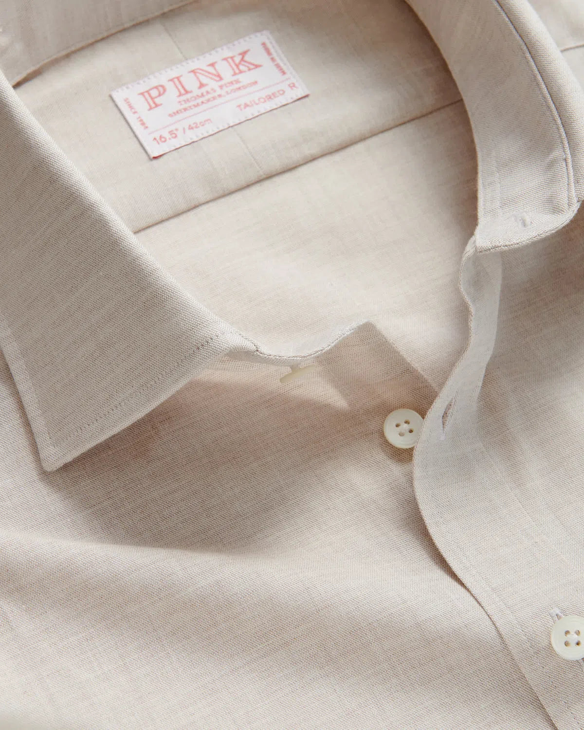 Thomas Pink Tailored Fit Formal Plain Chambray Shirt Beige-MALFORD OF LONDON SAVILE ROW MENSWEAR OUTLET