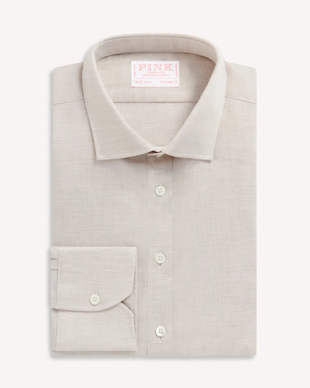 Thomas Pink Tailored Fit Formal Plain Chambray Shirt Beige-MALFORD OF LONDON SAVILE ROW MENSWEAR OUTLET