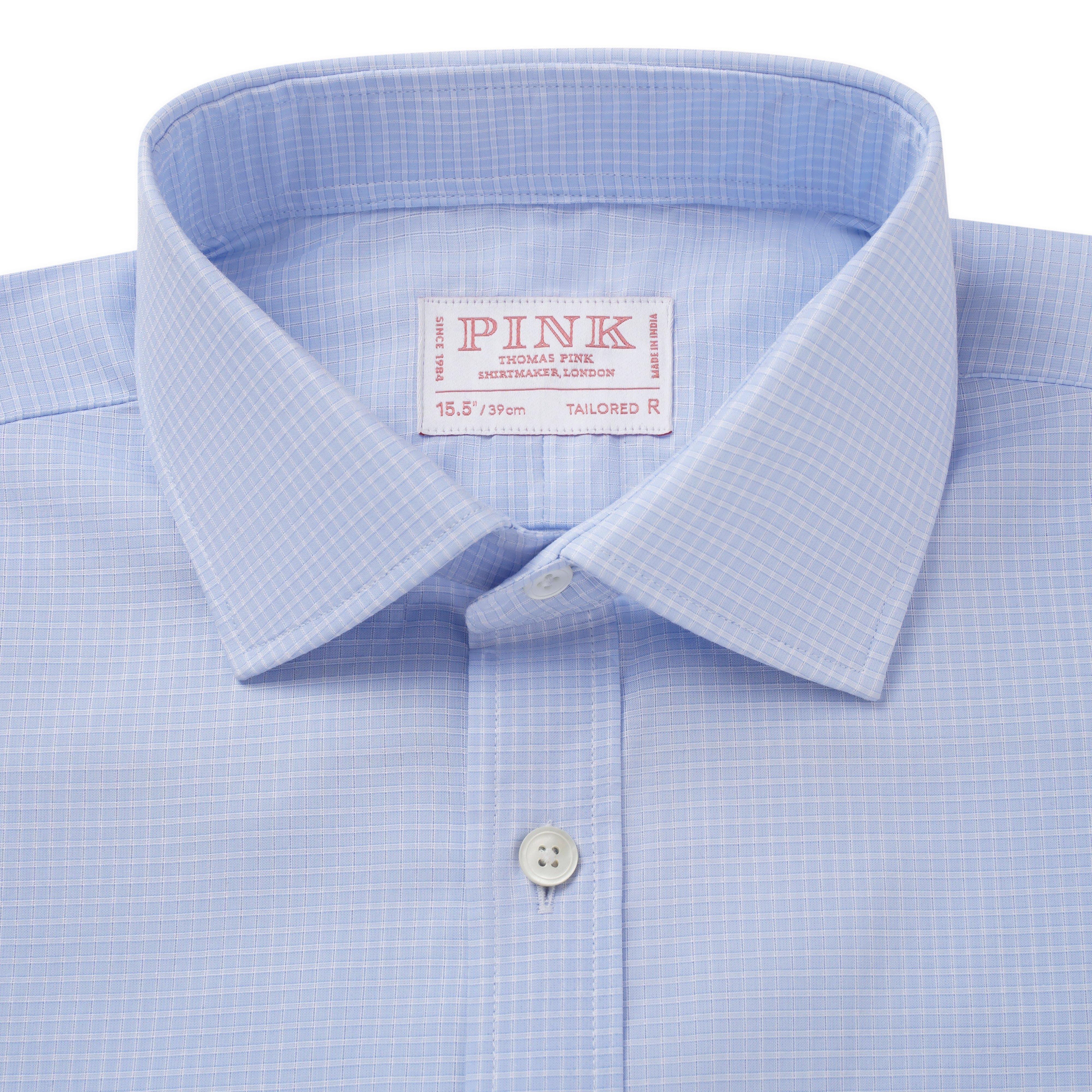 Thomas Pink Tailored Fit Formal Poplin Check Shirt-MALFORD OF LONDON SAVILE ROW MENSWEAR OUTLET