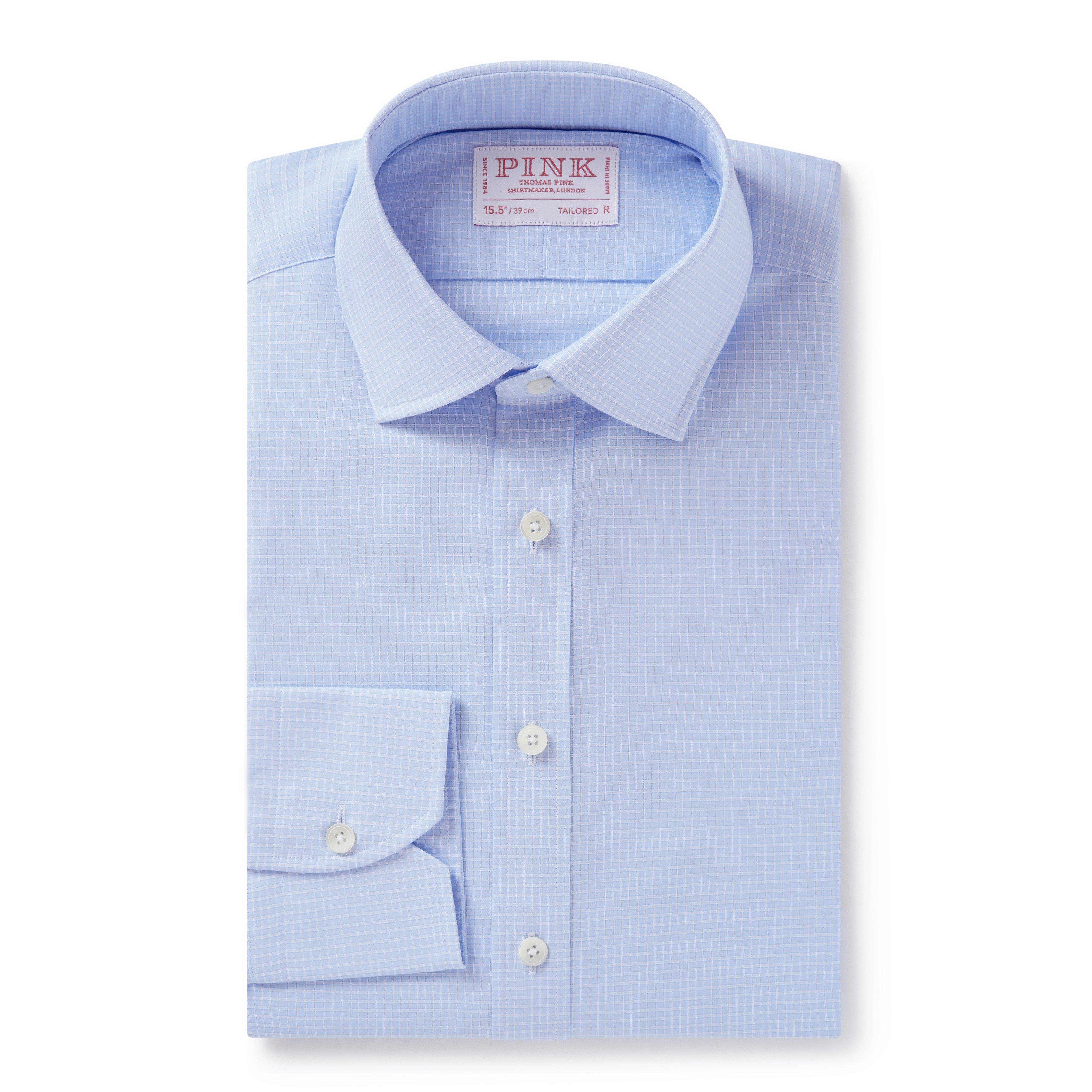 Thomas Pink Tailored Fit Formal Poplin Check Shirt-MALFORD OF LONDON SAVILE ROW MENSWEAR OUTLET