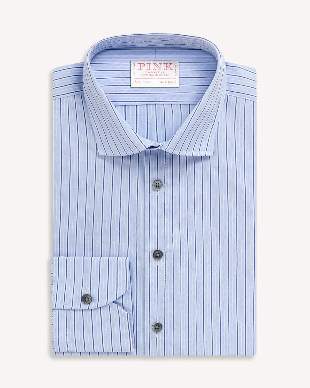 Thomas Pink Tailored Fit Formal Regent Stripe Shirt Blue/Navy-MALFORD OF LONDON SAVILE ROW MENSWEAR OUTLET