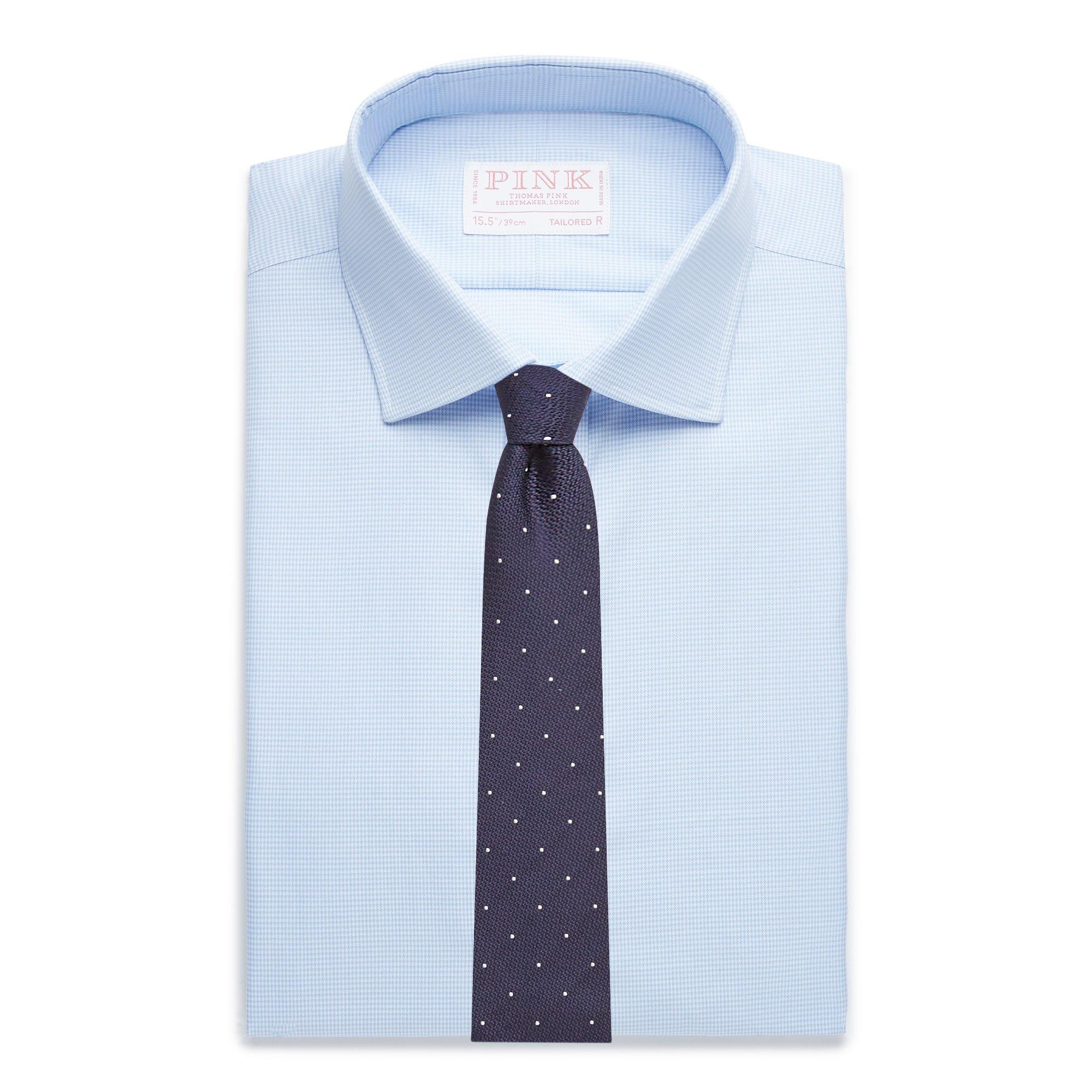 Thomas Pink Tailored Fit Formal Royal Twill Puppytooth Shirt-MALFORD OF LONDON SAVILE ROW MENSWEAR OUTLET