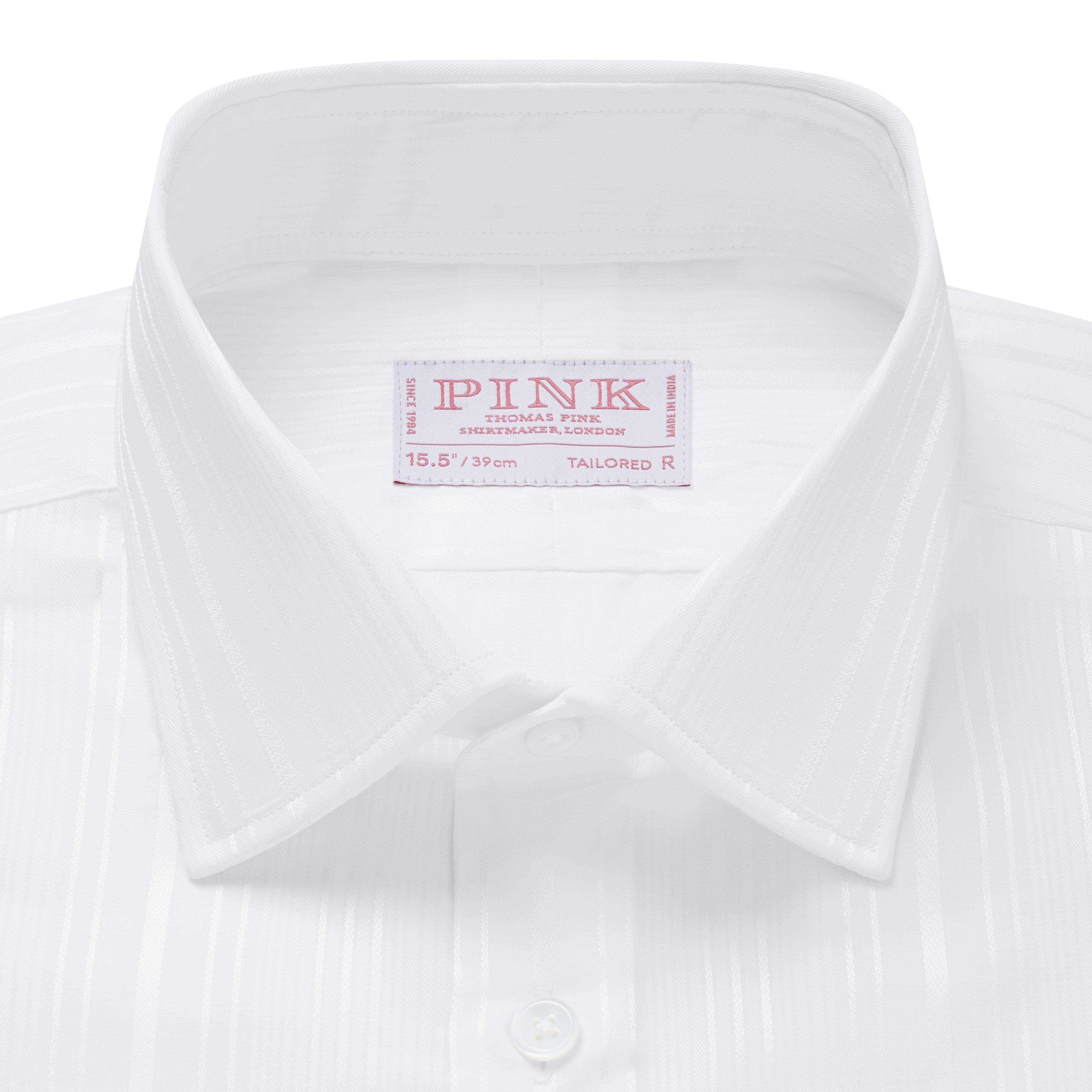 Thomas Pink Tailored Fit Formal Satin Textured Stripe Shirt-MALFORD OF LONDON SAVILE ROW MENSWEAR OUTLET