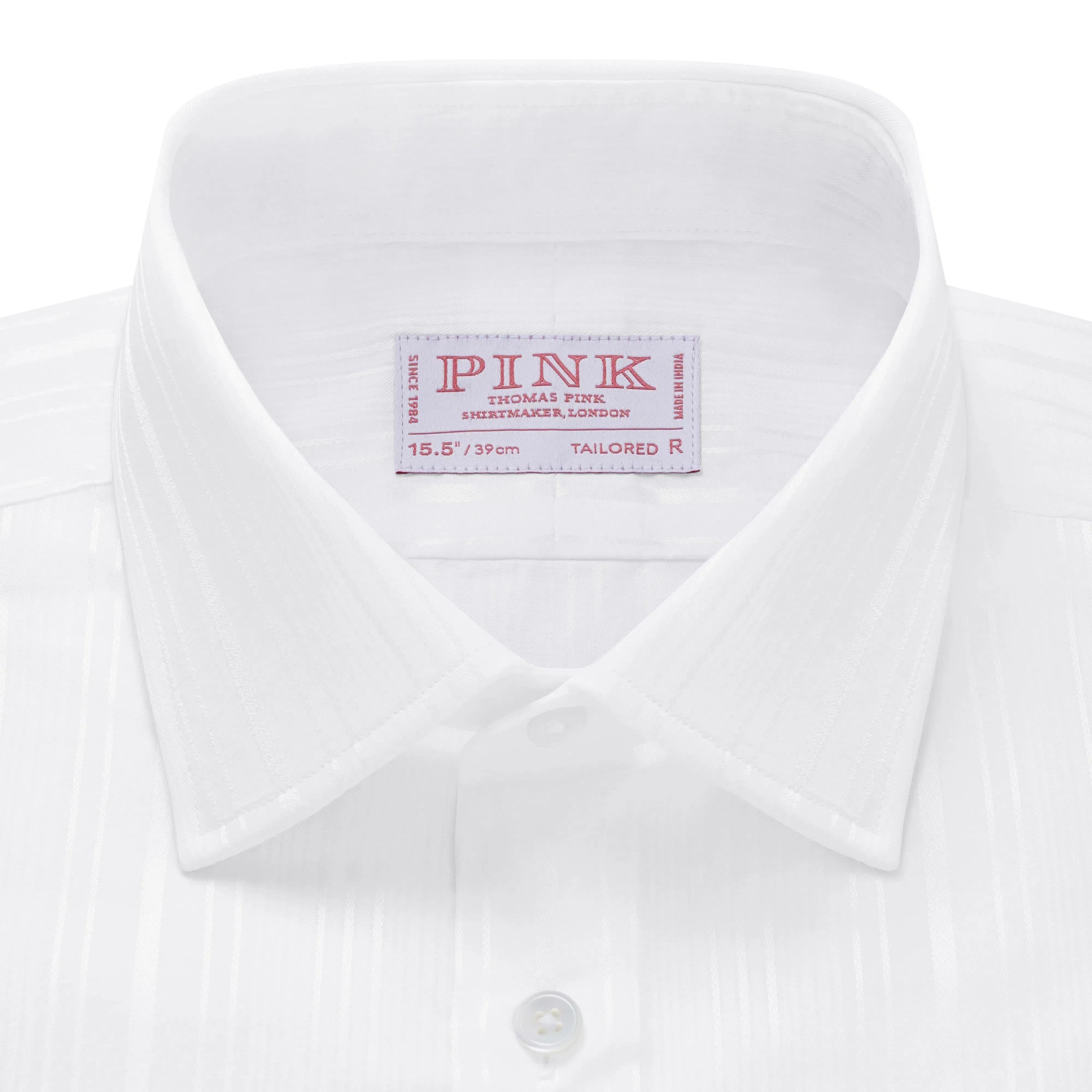 Thomas Pink Tailored Fit Formal Satin Textured Stripe Shirt-MALFORD OF LONDON SAVILE ROW MENSWEAR OUTLET