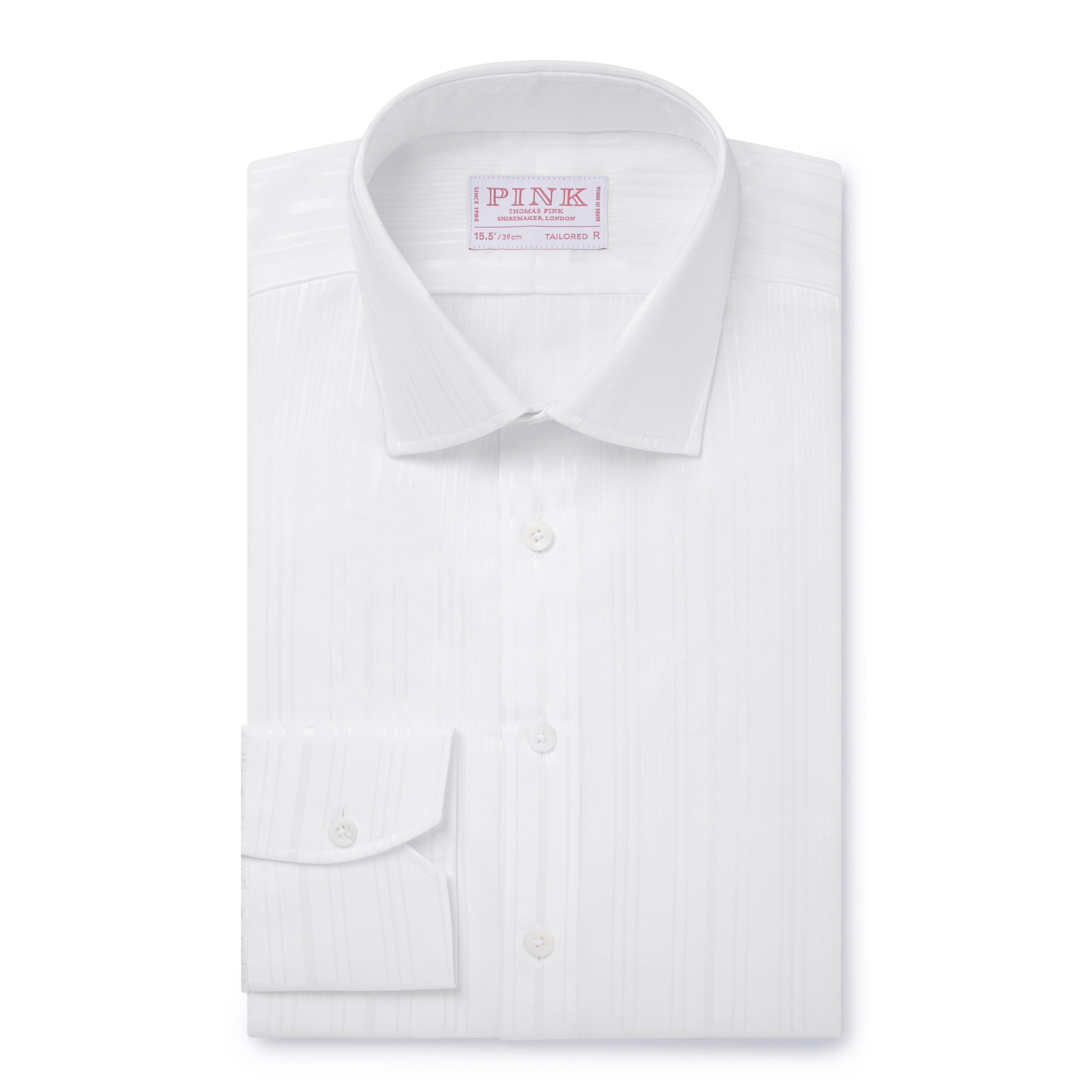 Thomas Pink Tailored Fit Formal Satin Textured Stripe Shirt-MALFORD OF LONDON SAVILE ROW MENSWEAR OUTLET