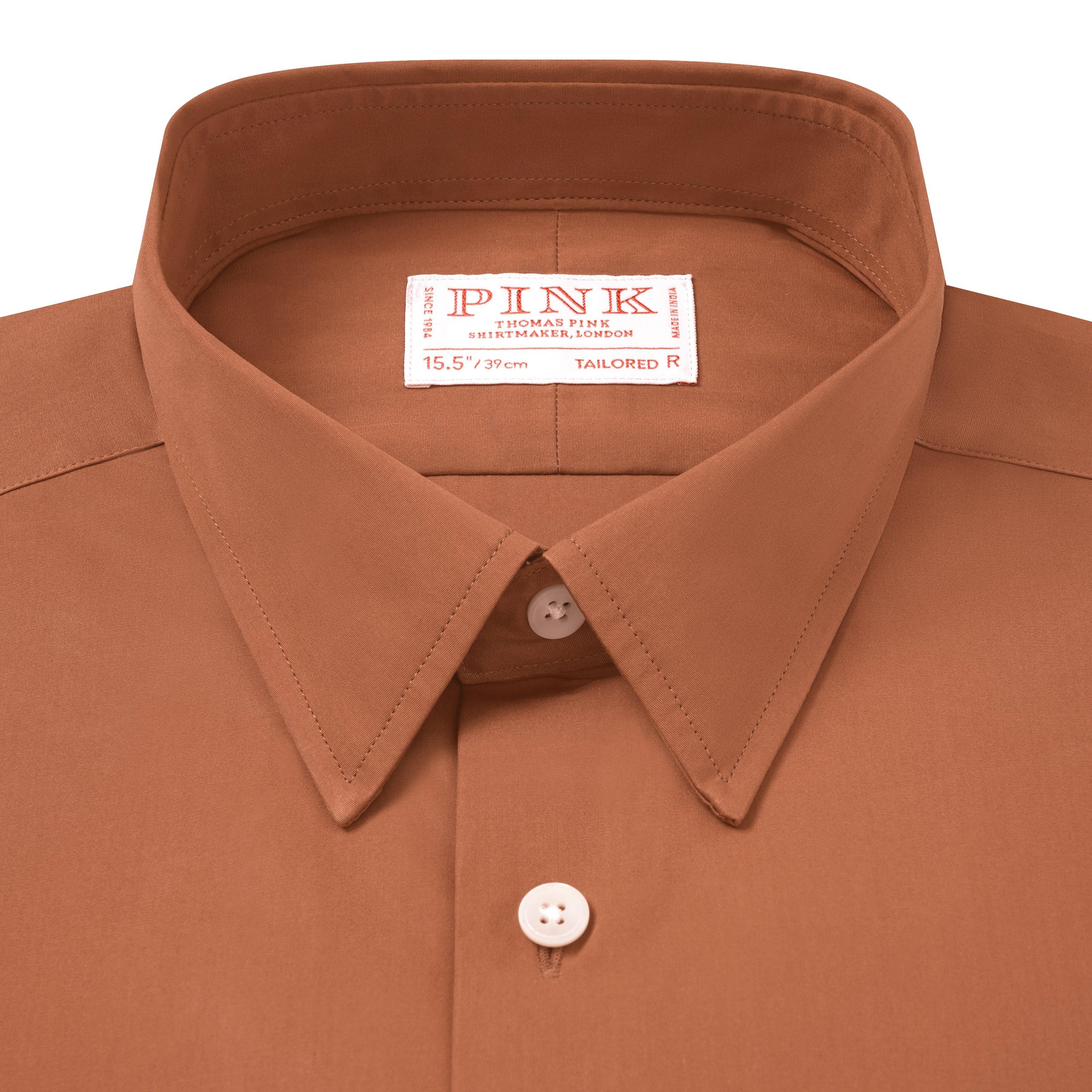 Thomas Pink Tailored Fit Formal Solid Poplin Shirt Brick-MALFORD OF LONDON SAVILE ROW MENSWEAR OUTLET