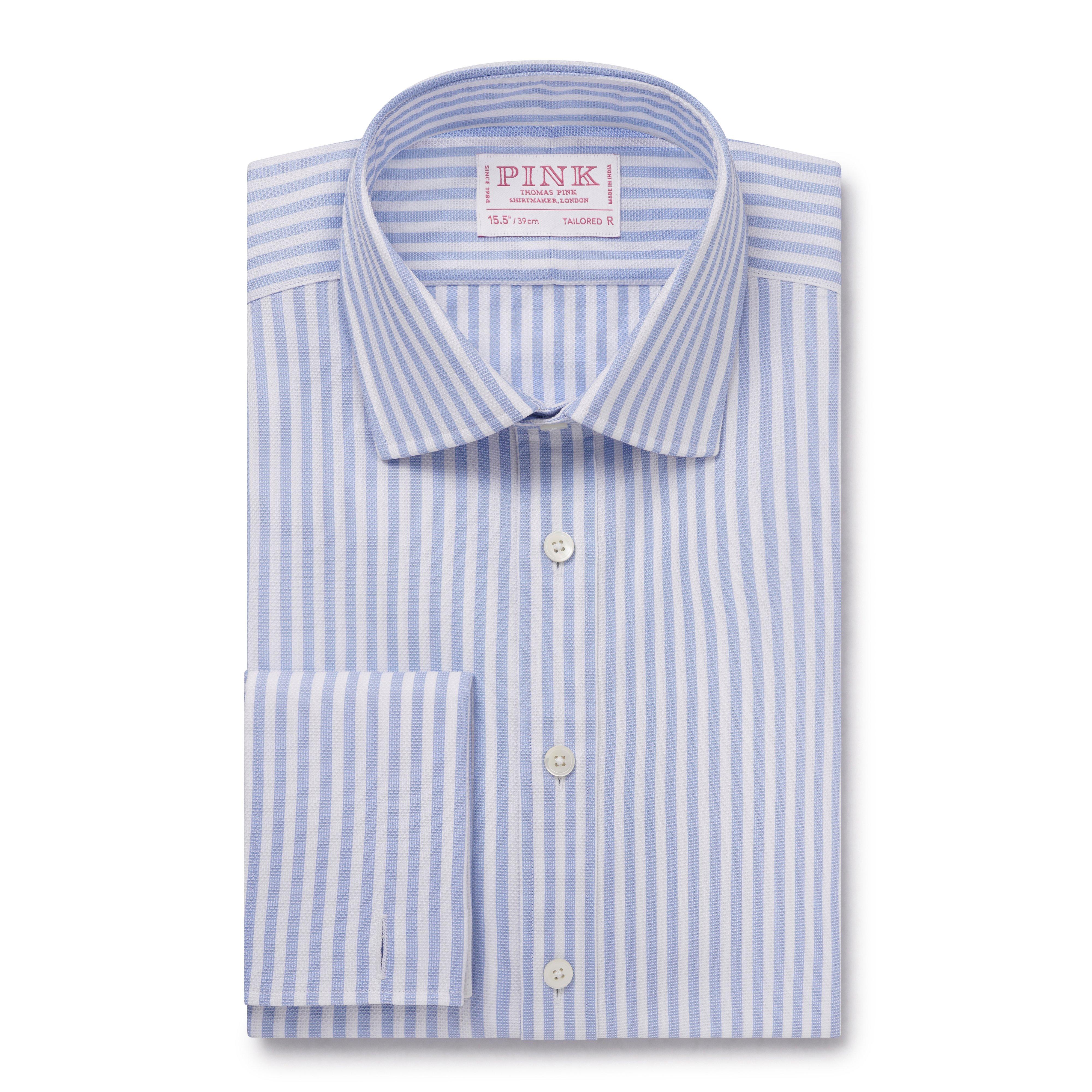 Thomas Pink Tailored Fit Formal Striped Dobby Shirt-MALFORD OF LONDON SAVILE ROW MENSWEAR OUTLET