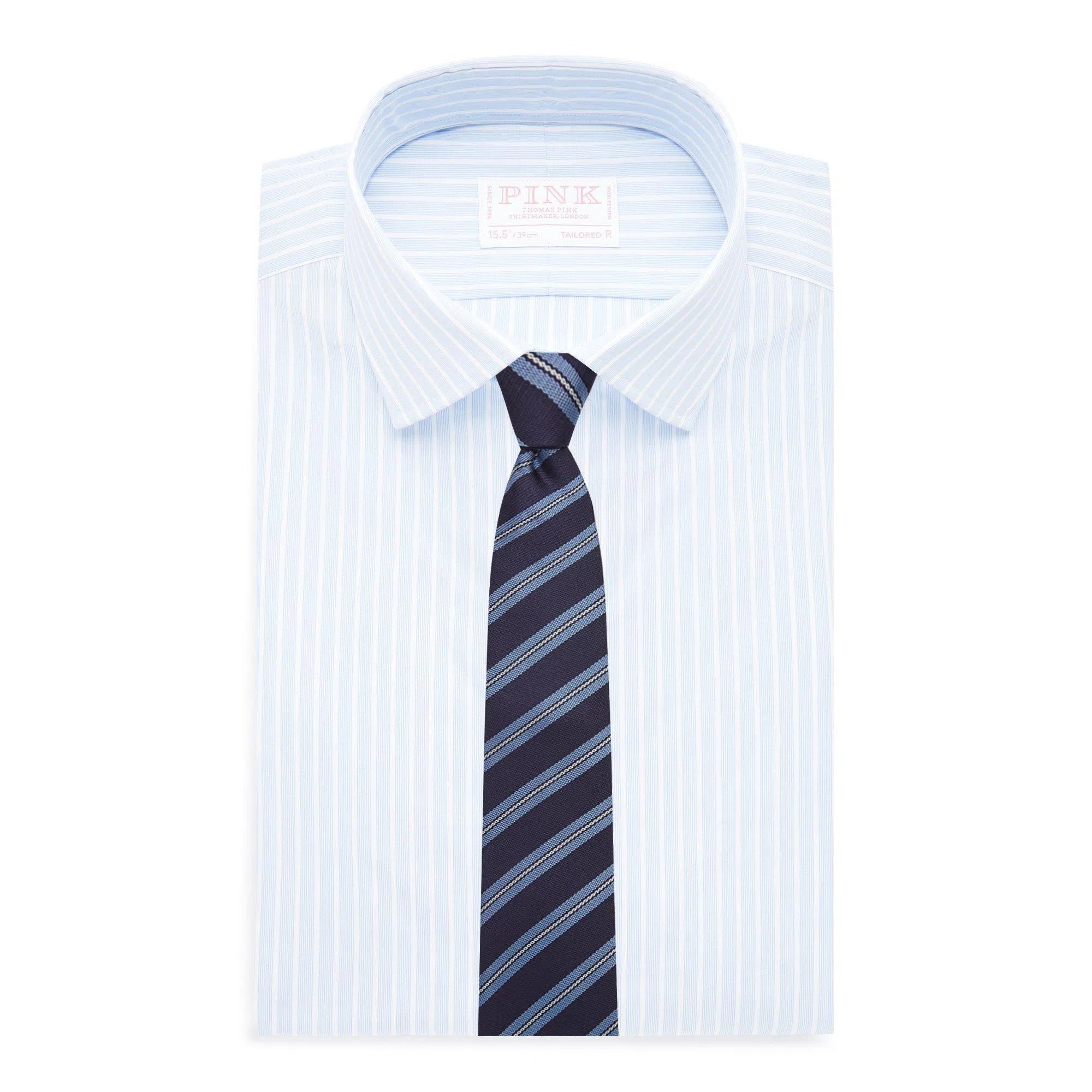 Thomas Pink Tailored Fit Formal Superior Broken Stripe Shirt-MALFORD OF LONDON SAVILE ROW MENSWEAR OUTLET