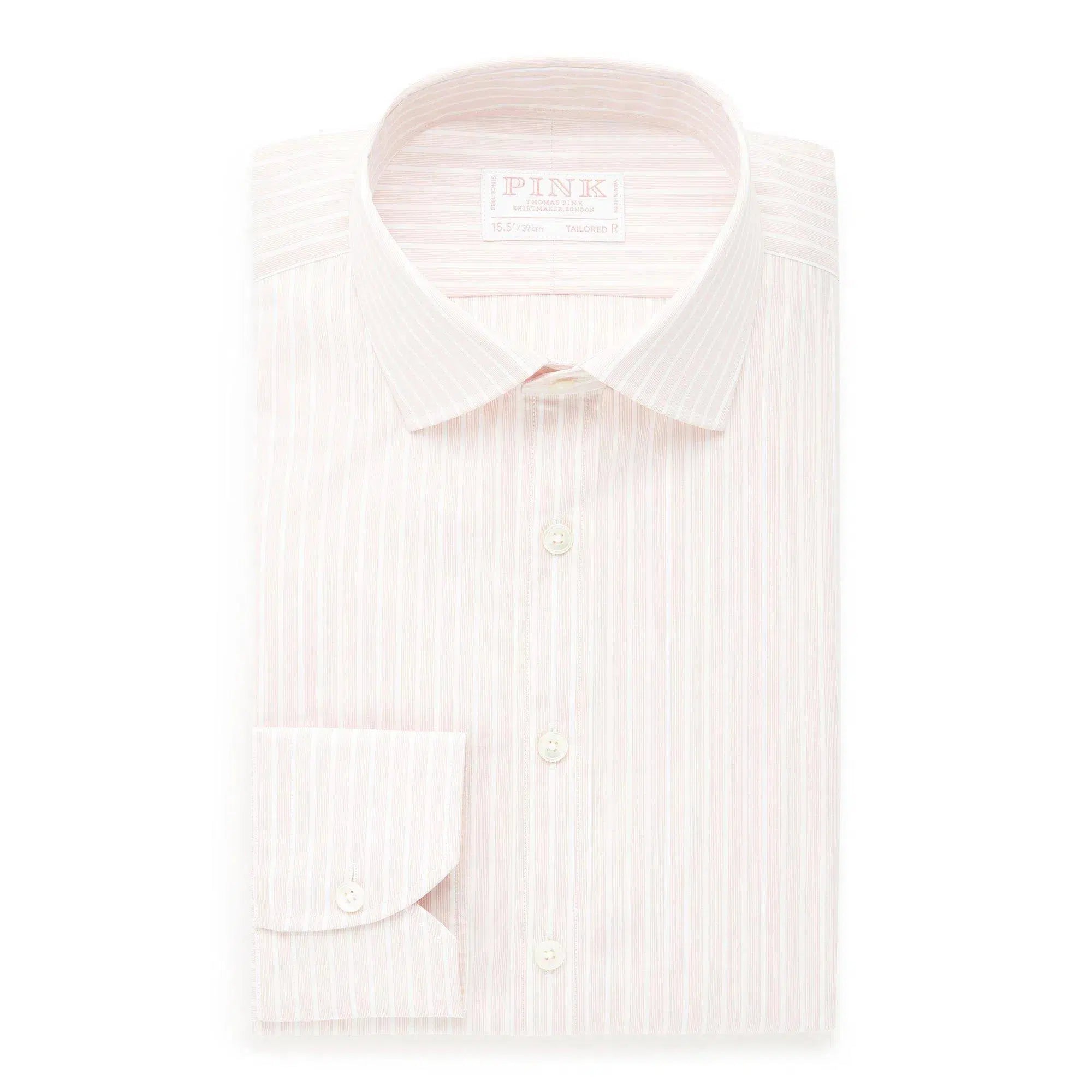 Thomas Pink Tailored Fit Formal Superior Broken Stripe Shirt-MALFORD OF LONDON SAVILE ROW MENSWEAR OUTLET