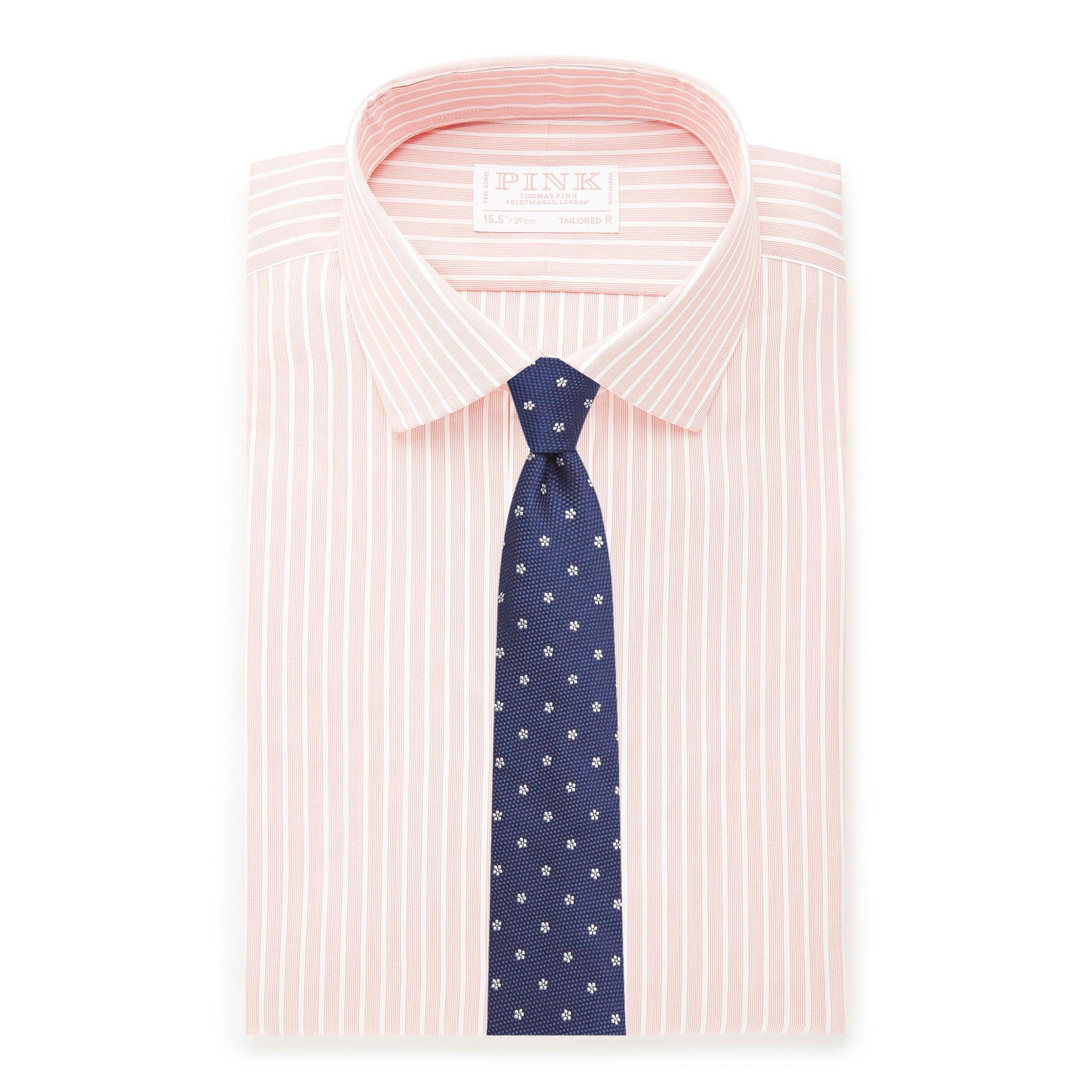 Thomas Pink Tailored Fit Formal Superior Broken Stripe Shirt Seas Pink/White-MALFORD OF LONDON SAVILE ROW MENSWEAR OUTLET