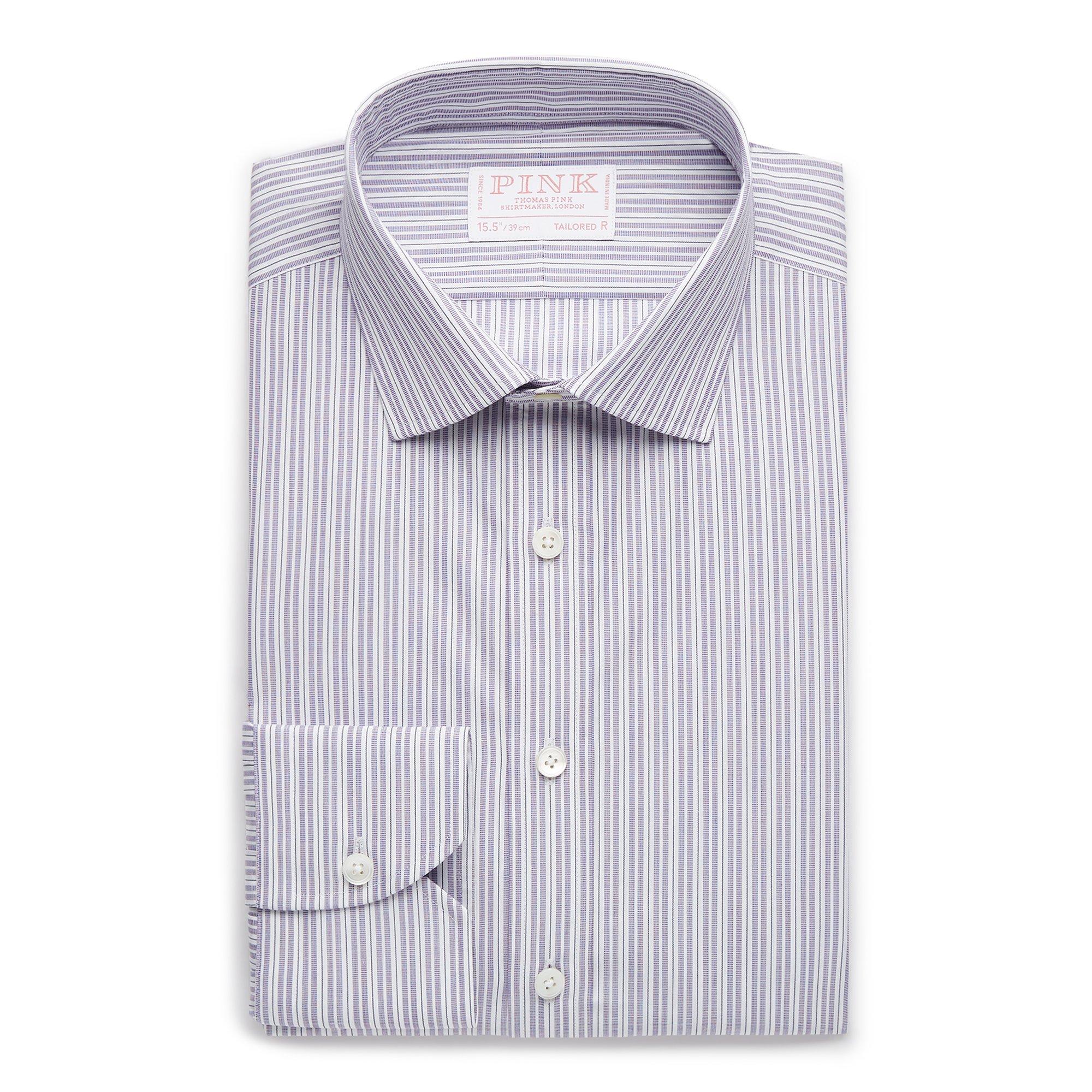 Thomas Pink Tailored Fit Formal Supraluxe Dobby Stripe Shirt-MALFORD OF LONDON SAVILE ROW MENSWEAR OUTLET