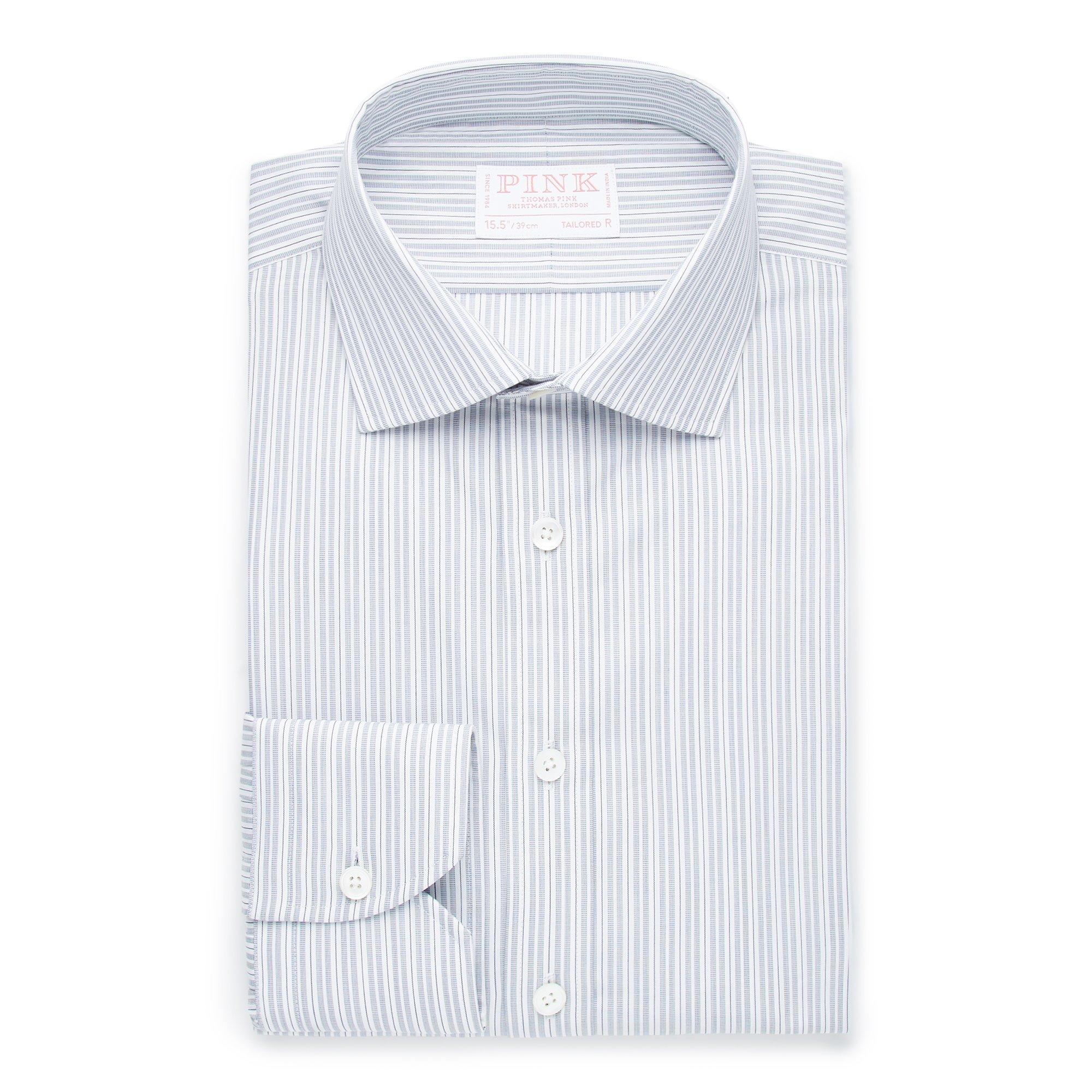 Thomas Pink Tailored Fit Formal Supraluxe Dobby Stripe Shirt-MALFORD OF LONDON SAVILE ROW MENSWEAR OUTLET