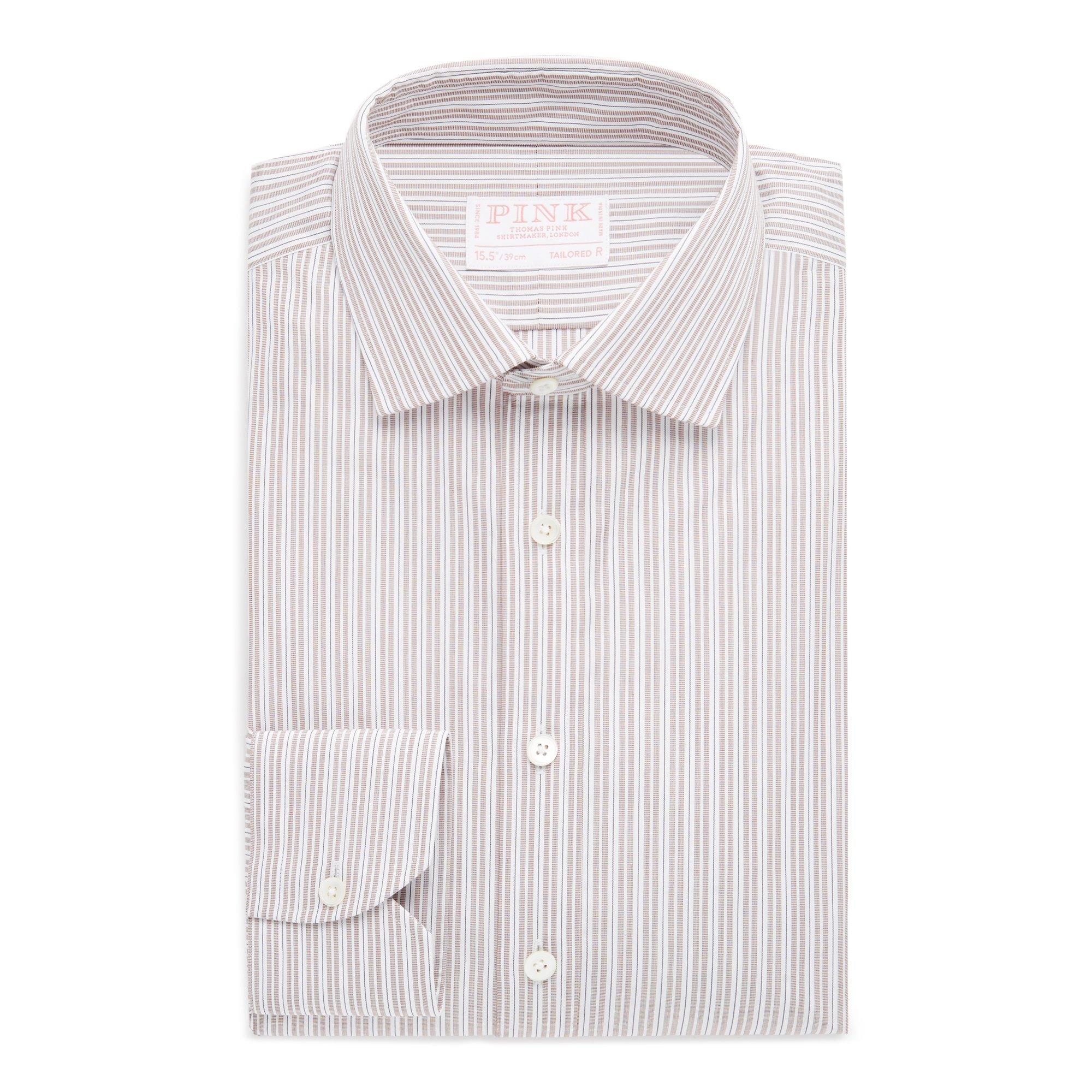 Thomas Pink Tailored Fit Formal Supraluxe Dobby Stripe Shirt-MALFORD OF LONDON SAVILE ROW MENSWEAR OUTLET