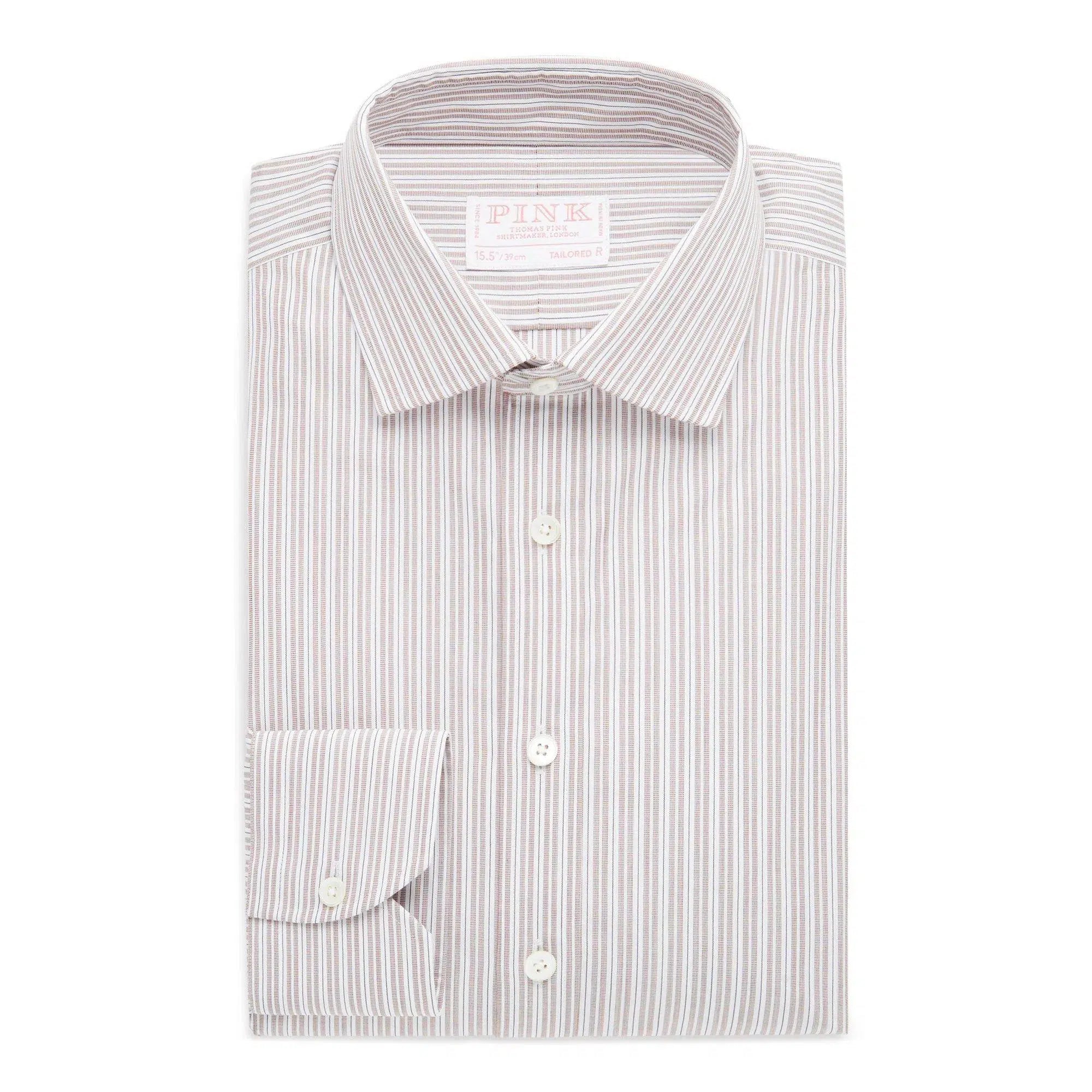 Thomas Pink Tailored Fit Formal Supraluxe Dobby Stripe Shirt-MALFORD OF LONDON SAVILE ROW MENSWEAR OUTLET