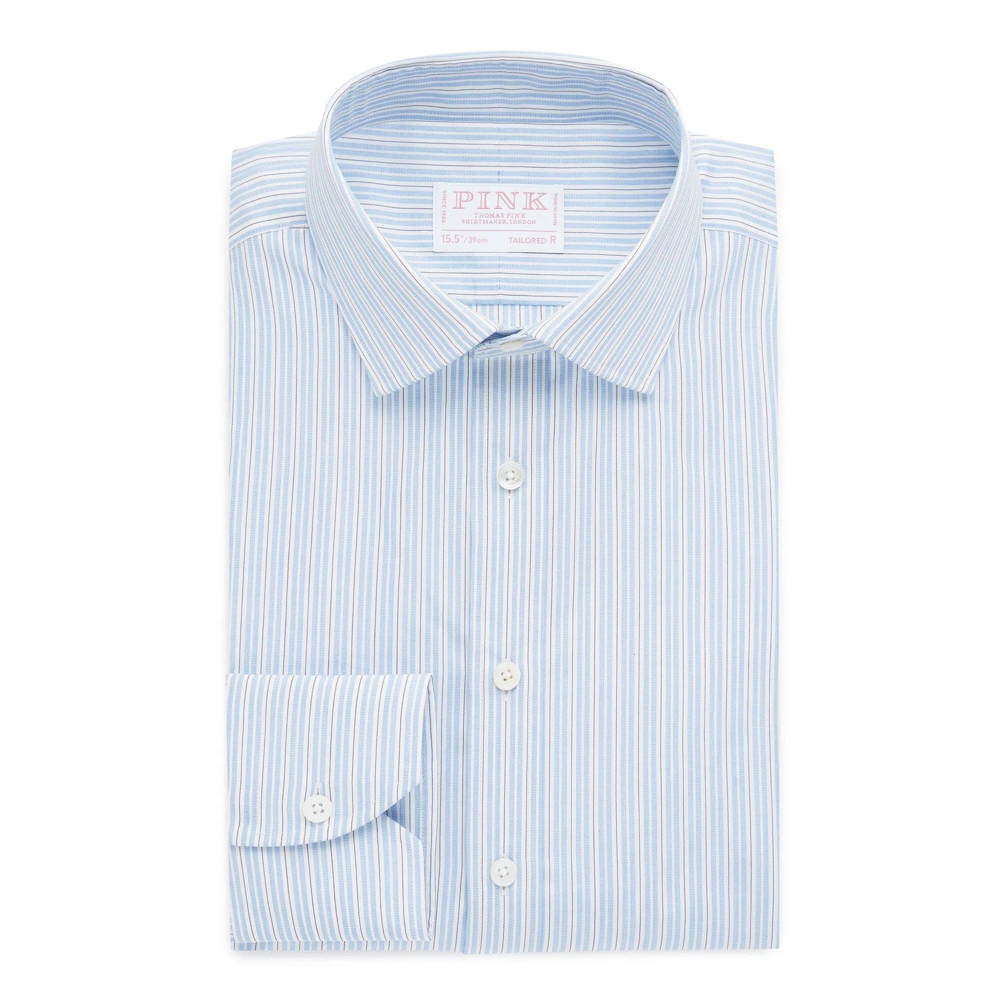 Thomas Pink Tailored Fit Formal Supraluxe Dobby Stripe Shirt-MALFORD OF LONDON SAVILE ROW MENSWEAR OUTLET