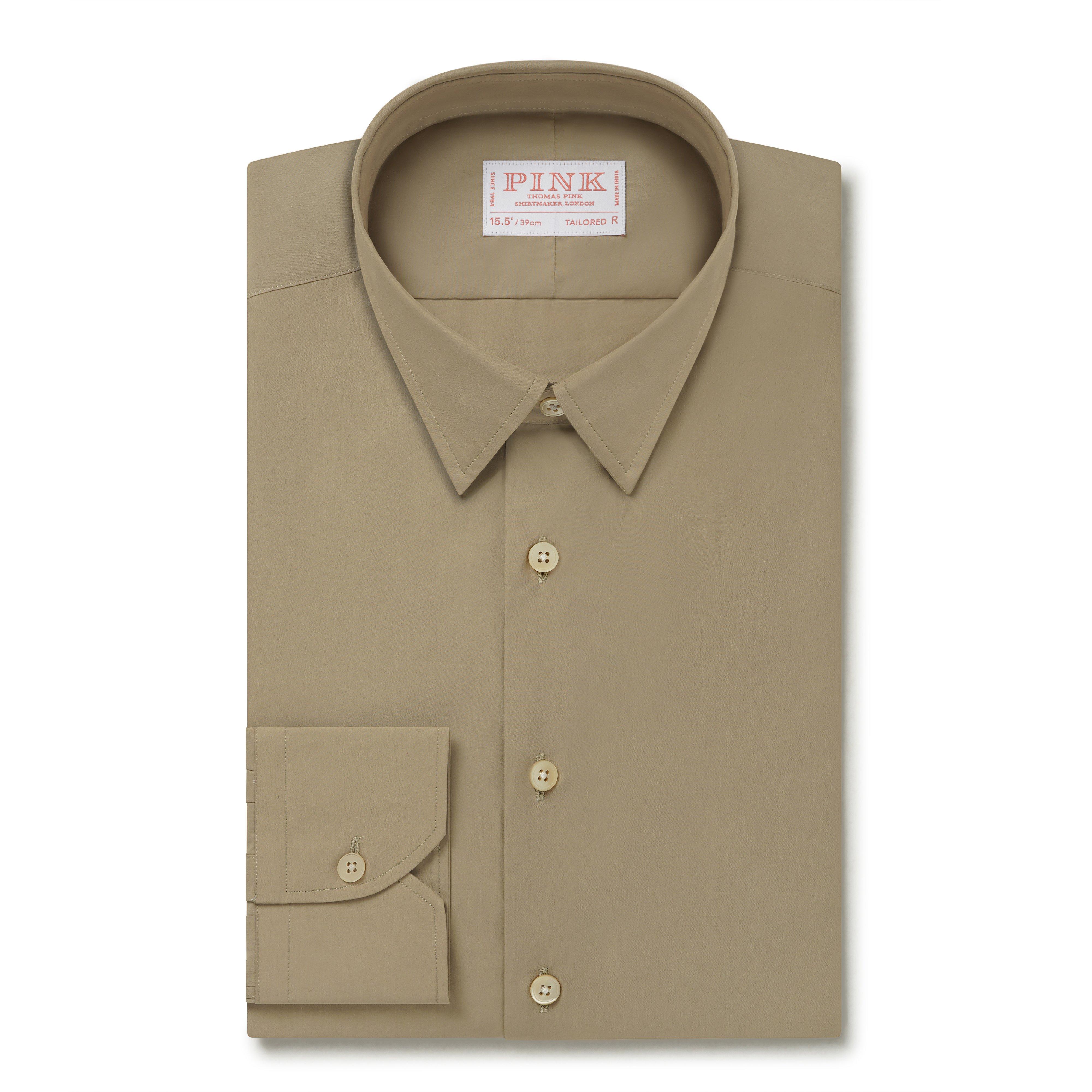 Thomas Pink Tailored Fit Formal Technical Cotton Shirt Beige-MALFORD OF LONDON SAVILE ROW MENSWEAR OUTLET