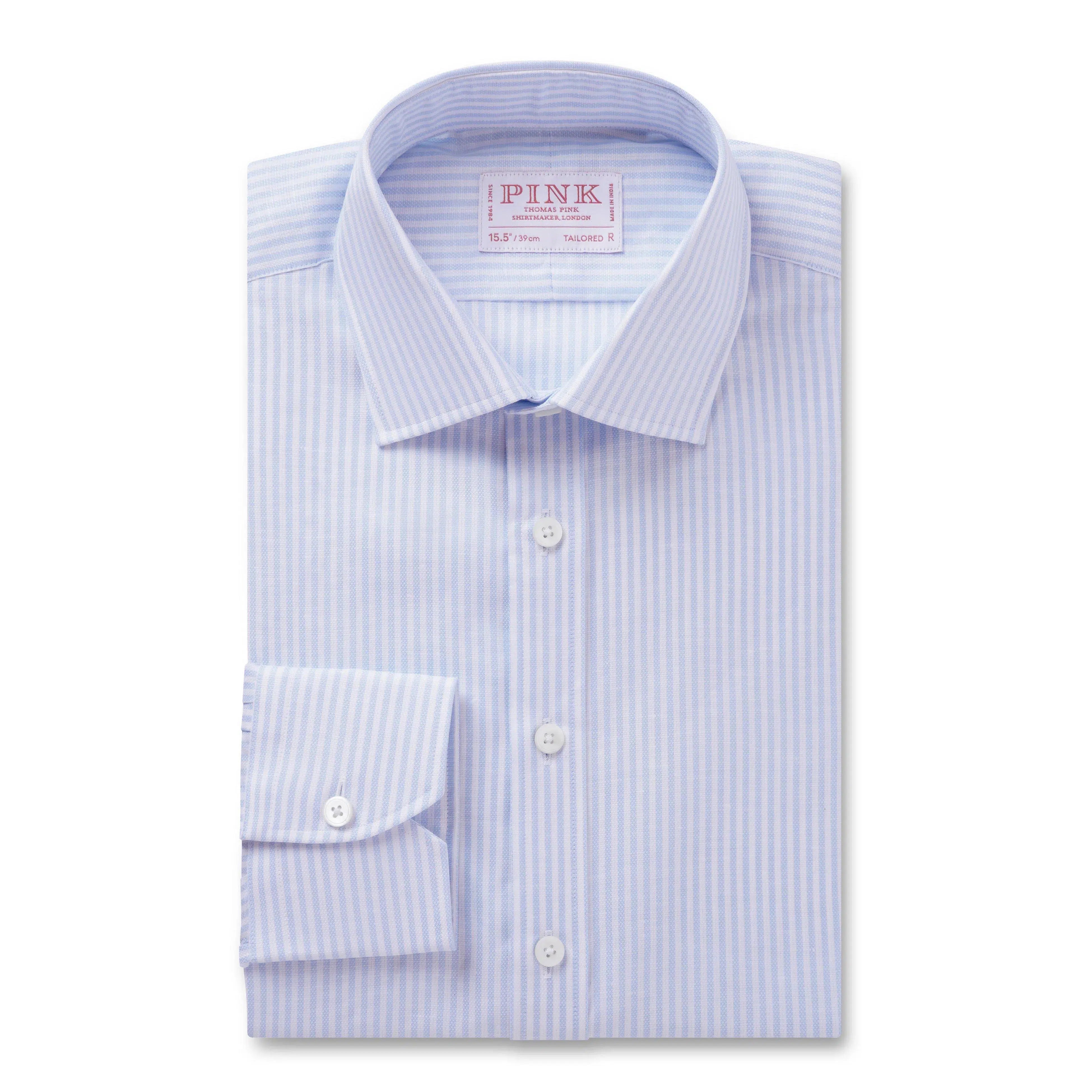 Thomas Pink Tailored Fit Formal Textured Stripe Shirt-MALFORD OF LONDON SAVILE ROW MENSWEAR OUTLET