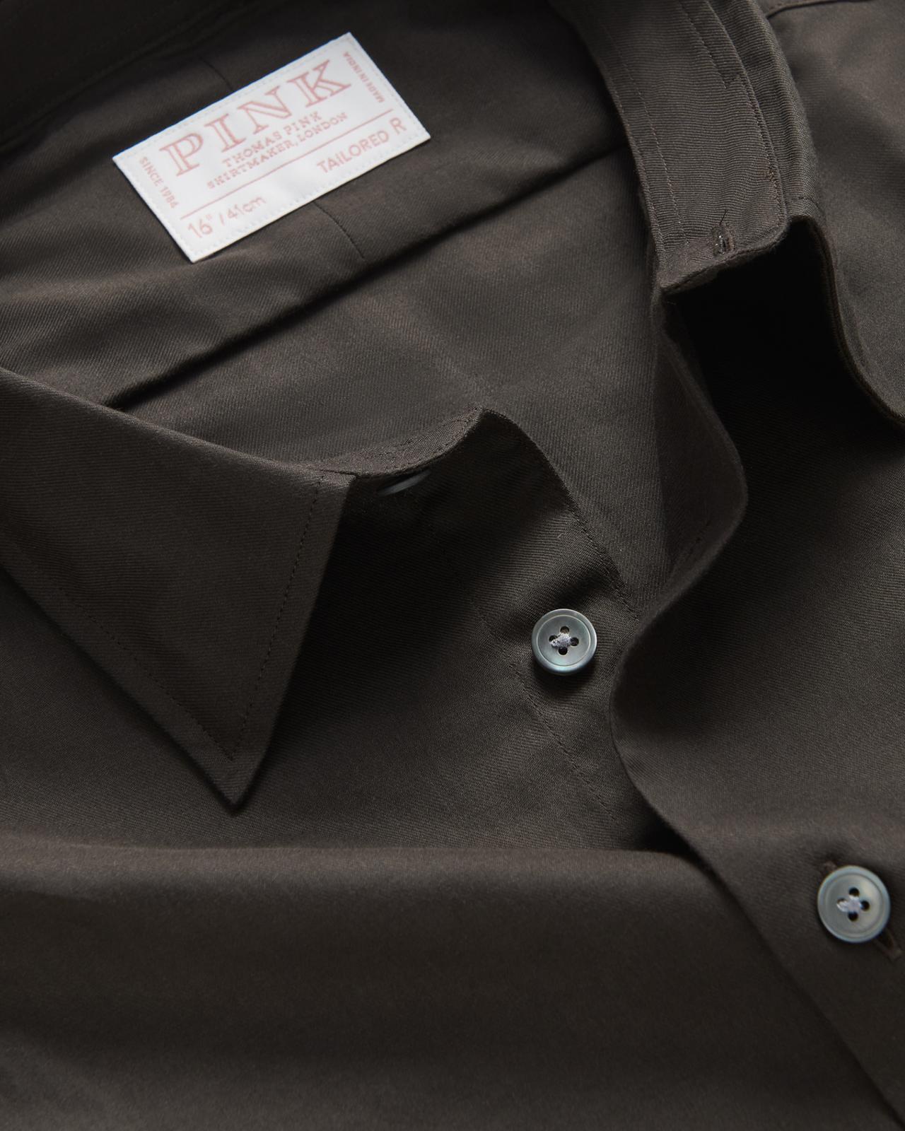 Thomas Pink Tailored Fit Formal Tonal Twill Shirt Brown-MALFORD OF LONDON SAVILE ROW MENSWEAR OUTLET