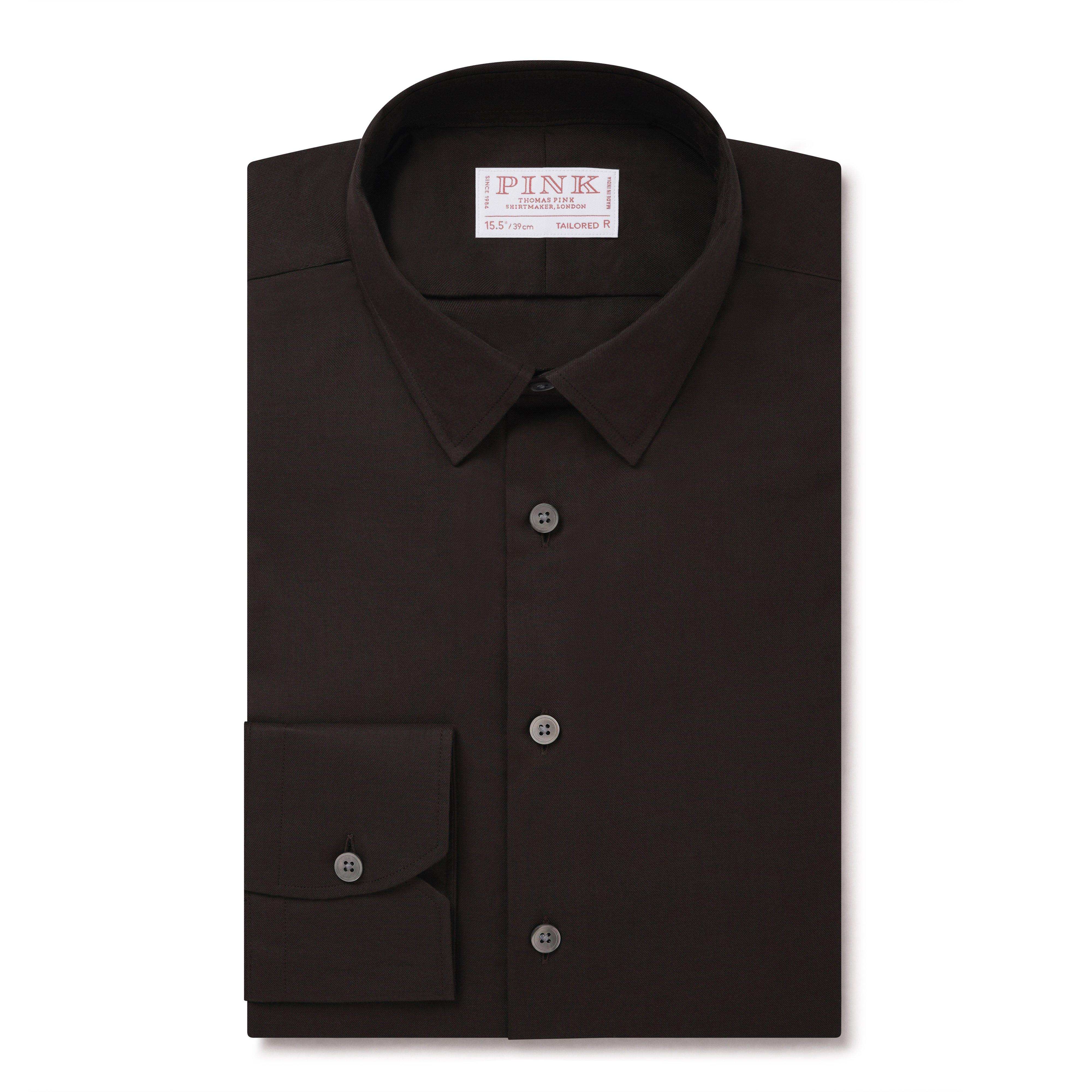 Thomas Pink Tailored Fit Formal Tonal Twill Shirt Brown-MALFORD OF LONDON SAVILE ROW MENSWEAR OUTLET