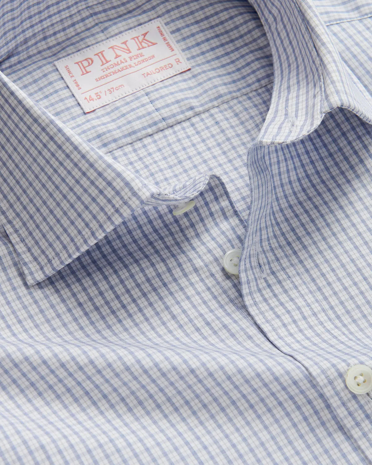 Thomas Pink Tailored Fit Formal Twill Check Shirt Multi Blues-MALFORD OF LONDON SAVILE ROW MENSWEAR OUTLET