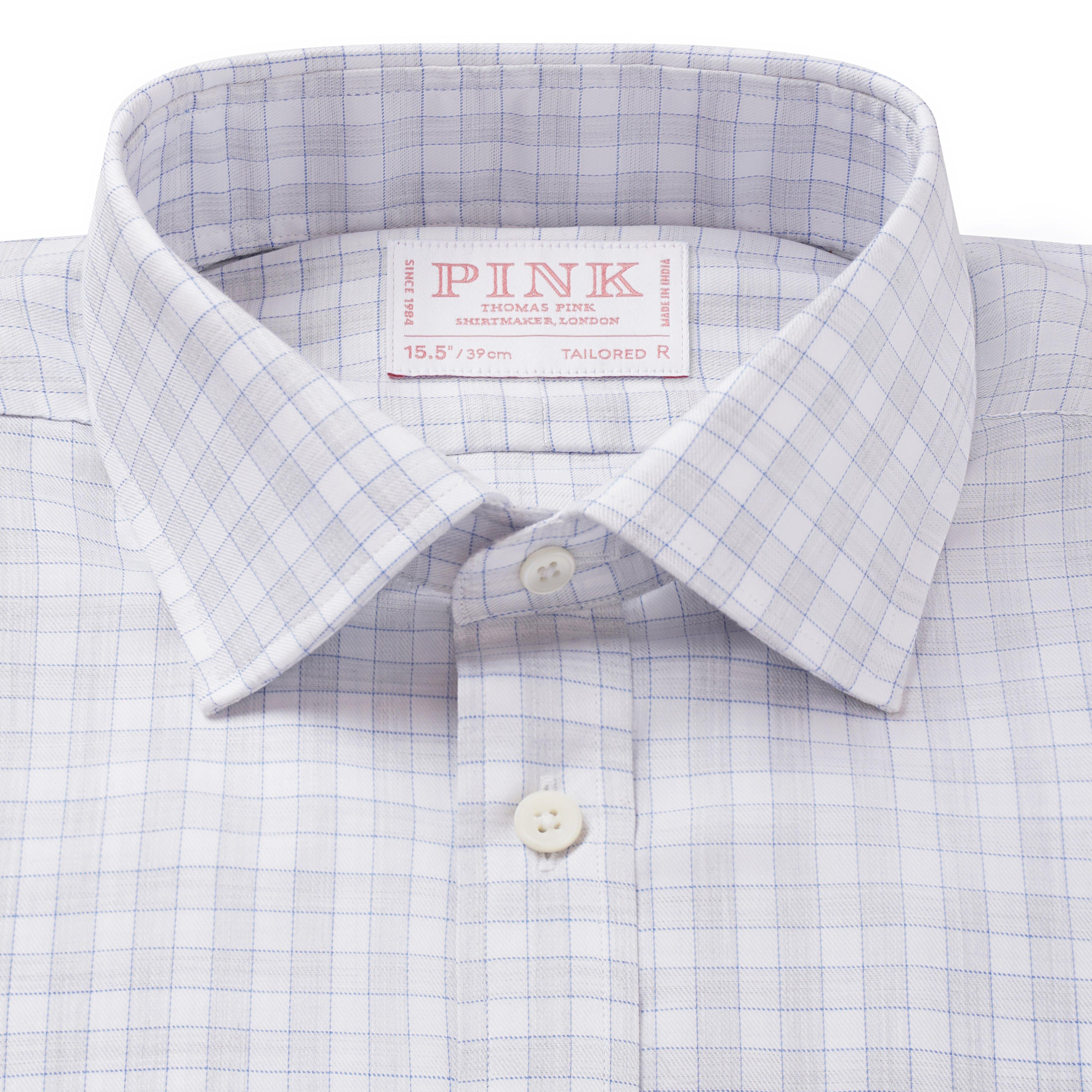 Thomas Pink Tailored Fit Formal Twill Graph Check Shirt-MALFORD OF LONDON SAVILE ROW MENSWEAR OUTLET