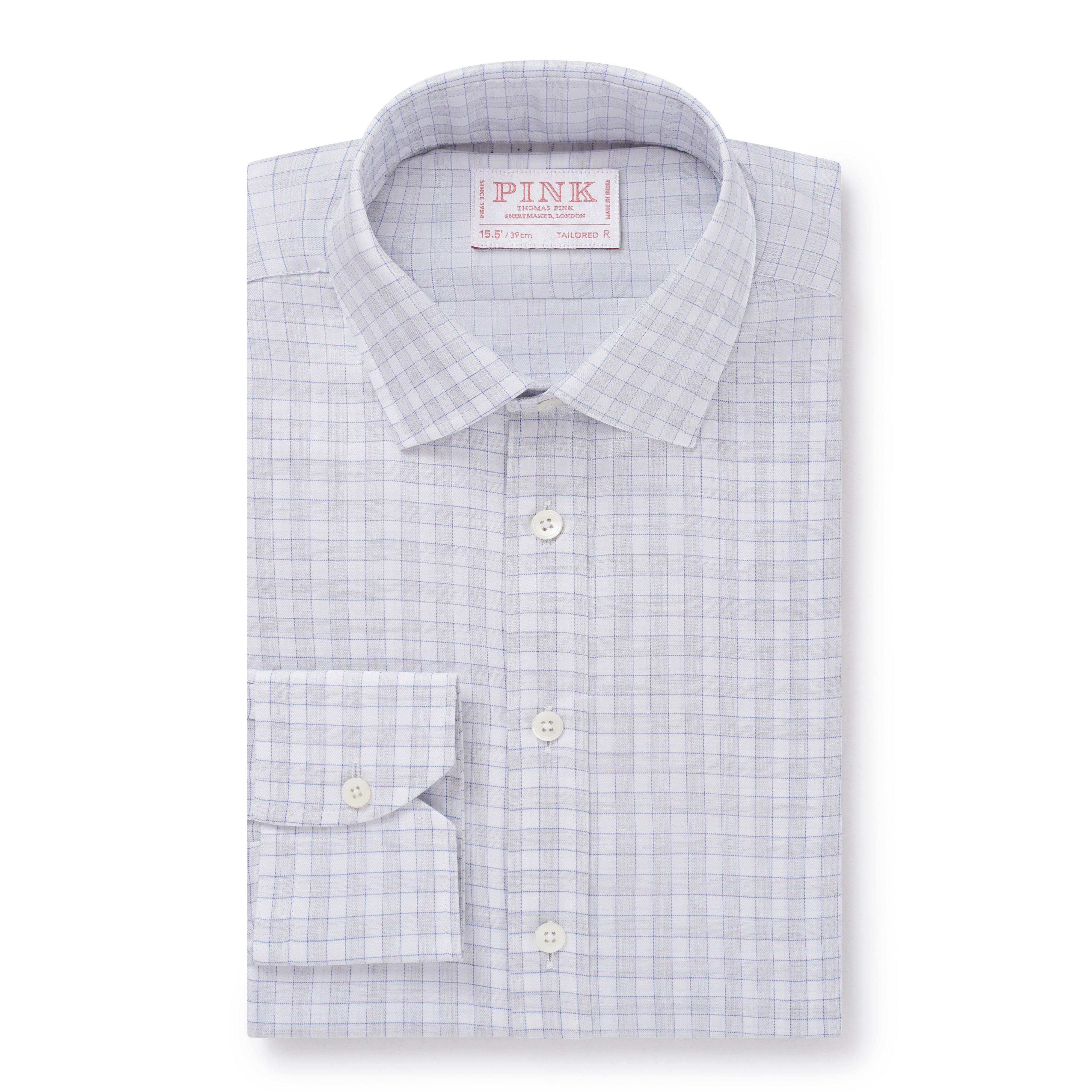 Thomas Pink Tailored Fit Formal Twill Graph Check Shirt-MALFORD OF LONDON SAVILE ROW MENSWEAR OUTLET