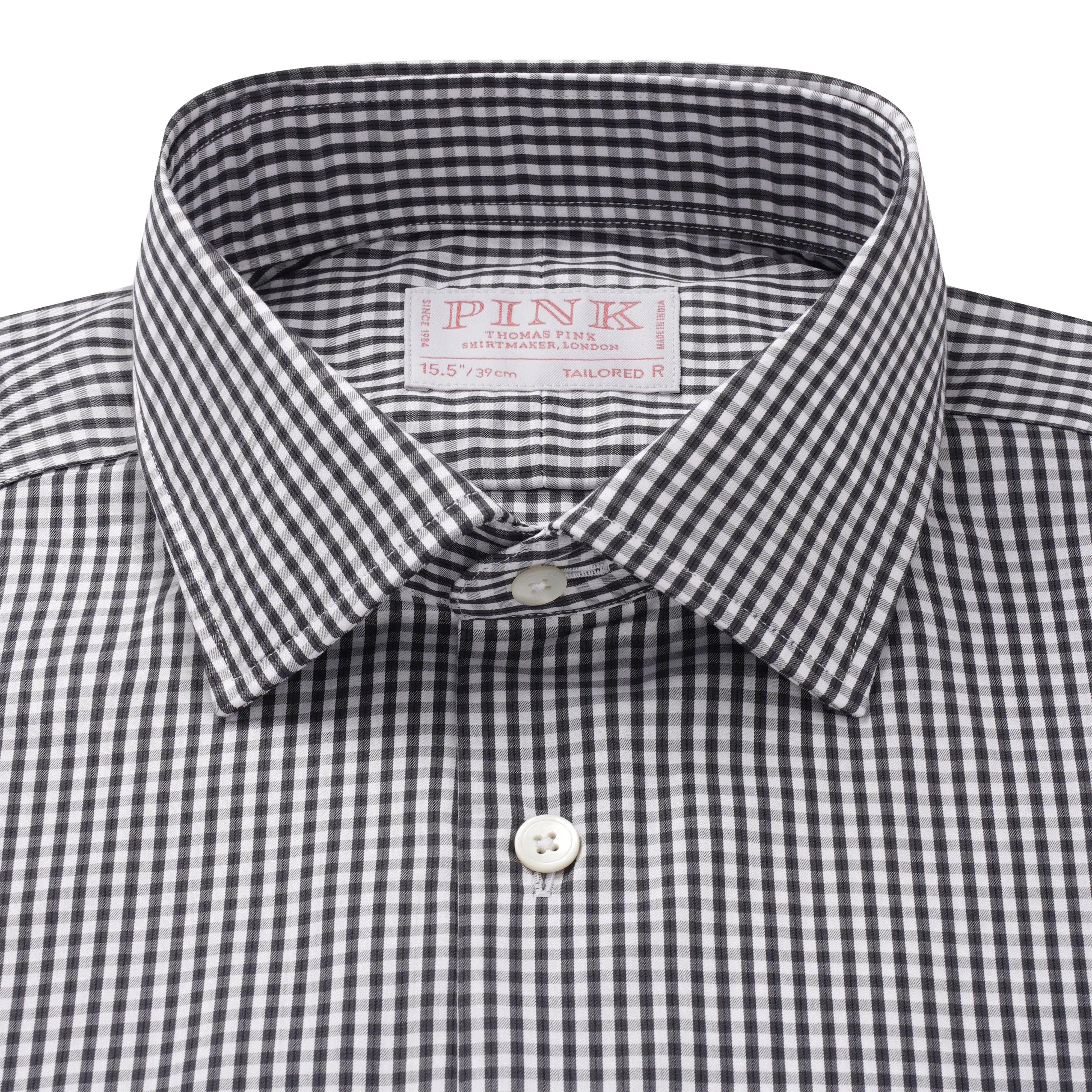 Thomas Pink Tailored Fit Formal Twill Micro Check Shirt-MALFORD OF LONDON SAVILE ROW MENSWEAR OUTLET