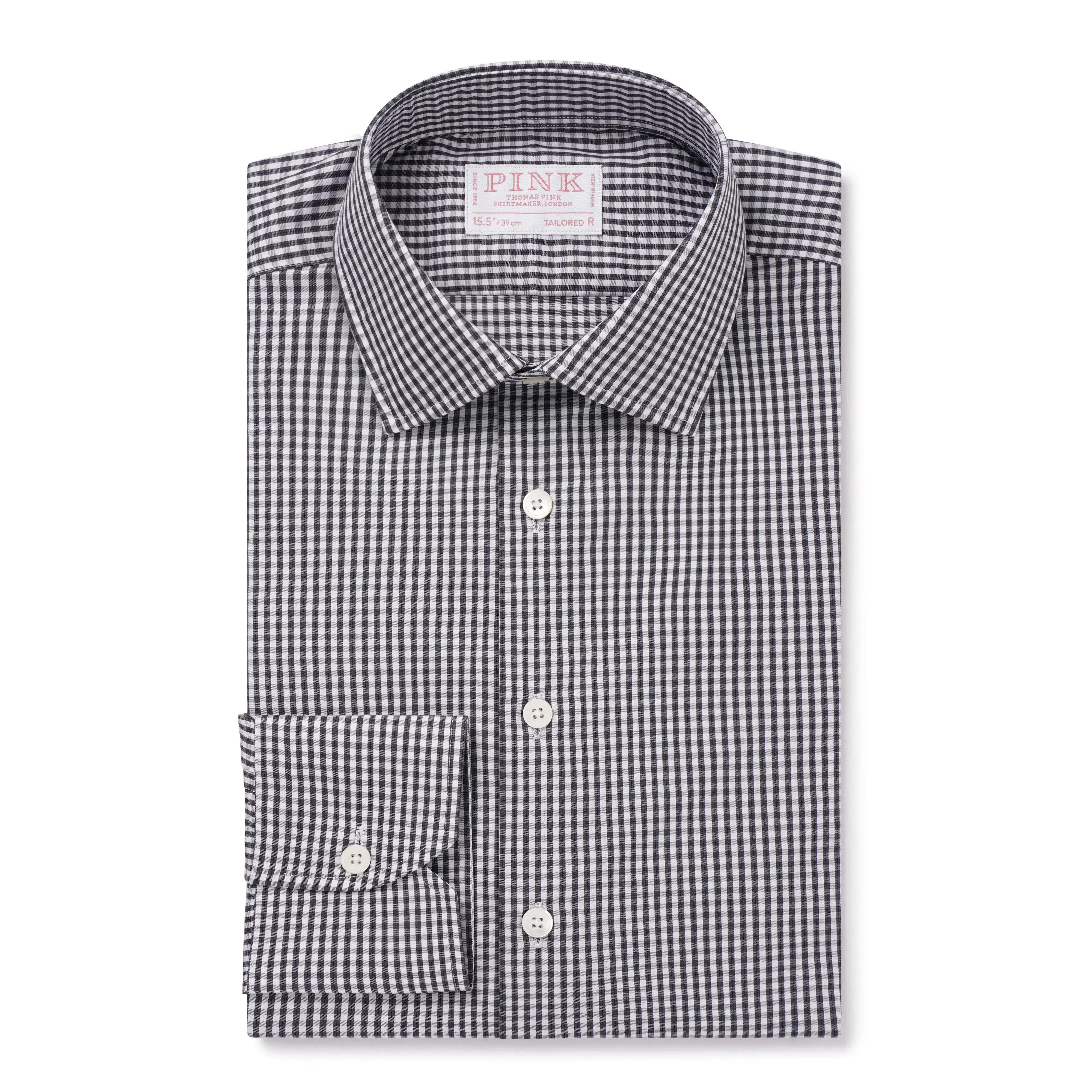 Thomas Pink Tailored Fit Formal Twill Micro Check Shirt-MALFORD OF LONDON SAVILE ROW MENSWEAR OUTLET