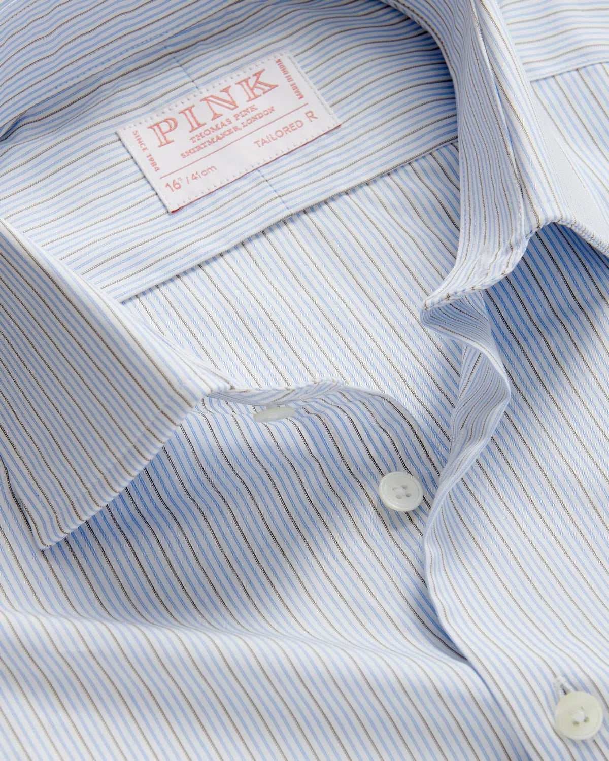 Thomas Pink Tailored Fit Formal Twin Stripe Shirt Blue/Green-MALFORD OF LONDON SAVILE ROW MENSWEAR OUTLET