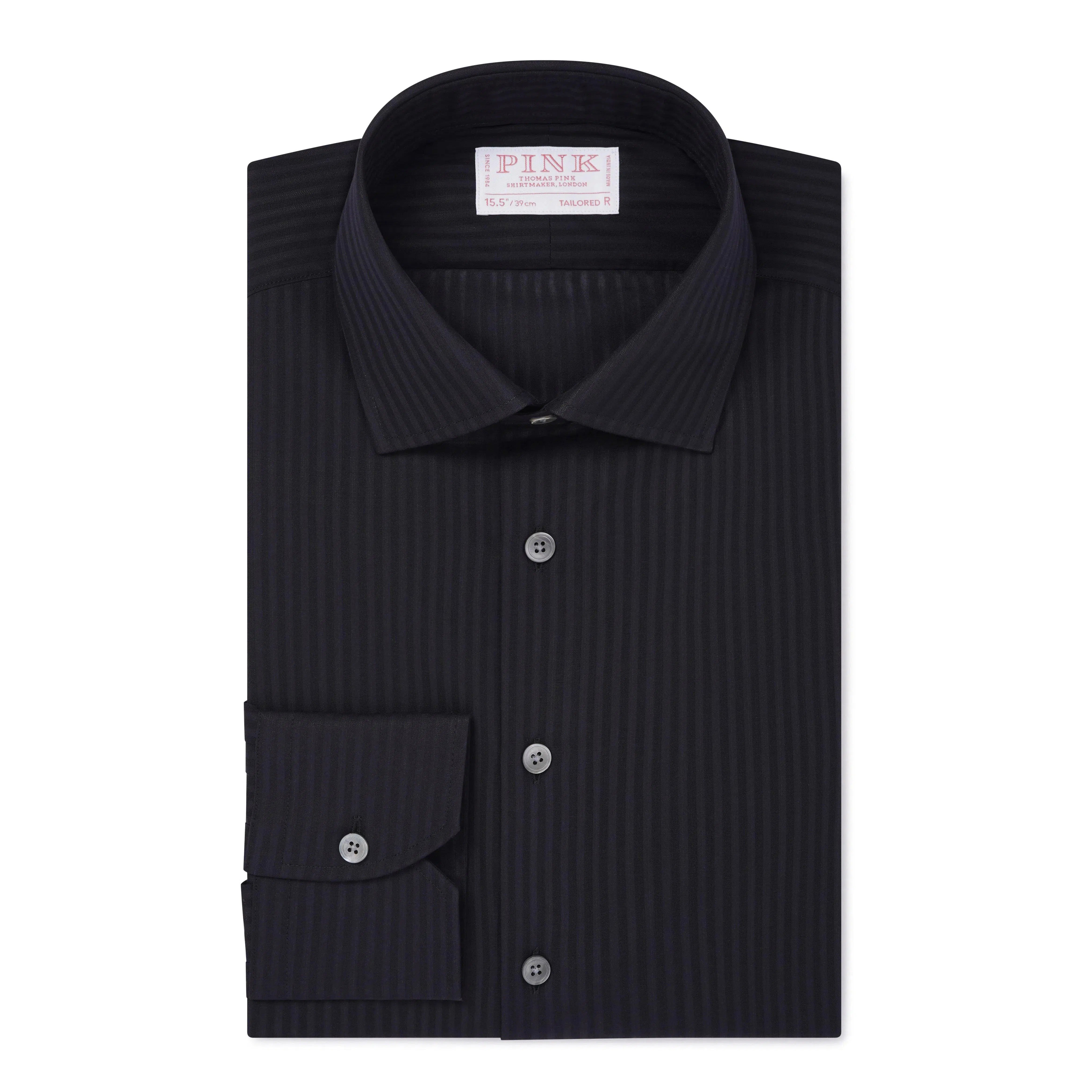 Thomas Pink Tailored Fit Formal Voile Self Stripe Shirt-MALFORD OF LONDON SAVILE ROW MENSWEAR OUTLET