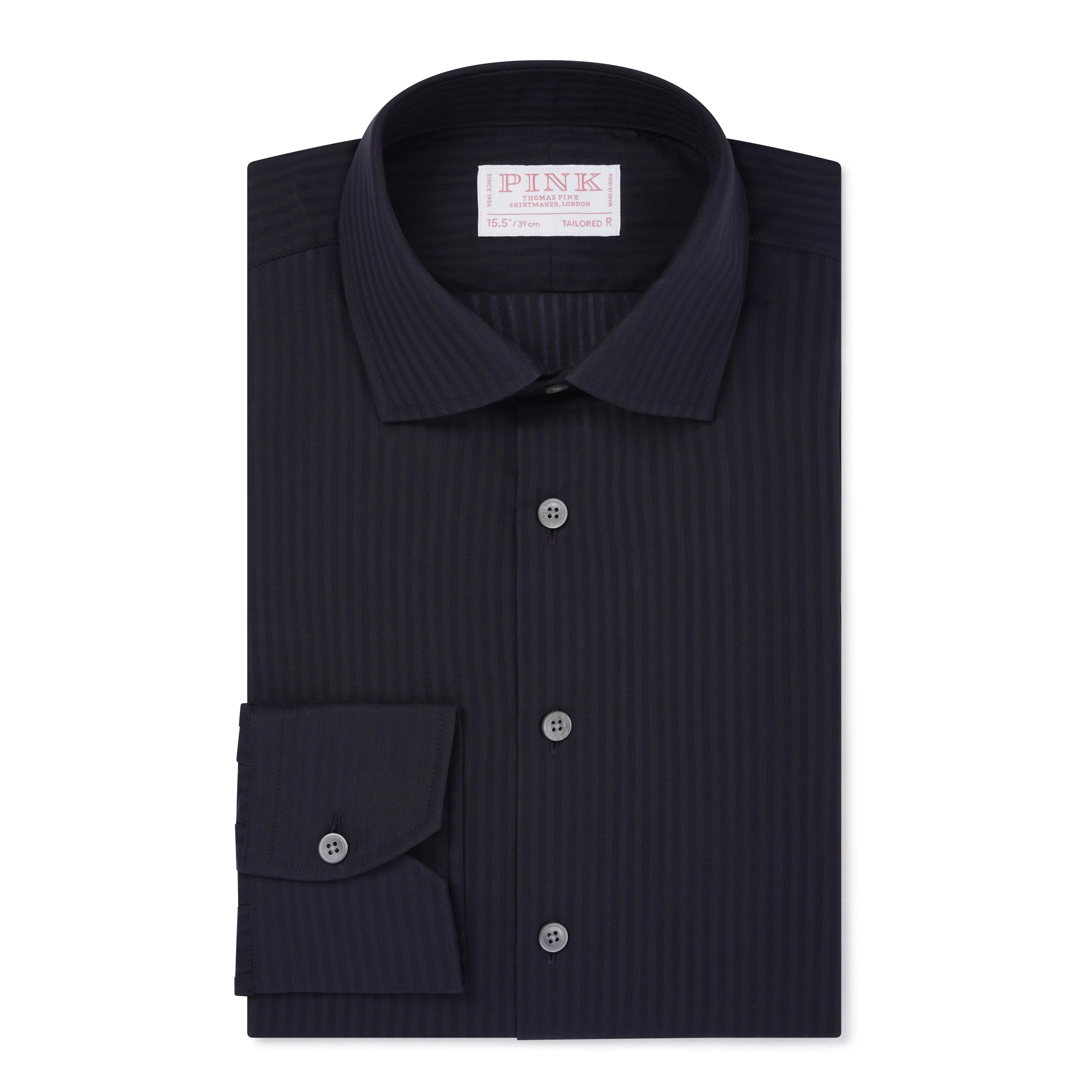 Thomas Pink Tailored Fit Formal Voile Self Stripe Shirt-MALFORD OF LONDON SAVILE ROW MENSWEAR OUTLET