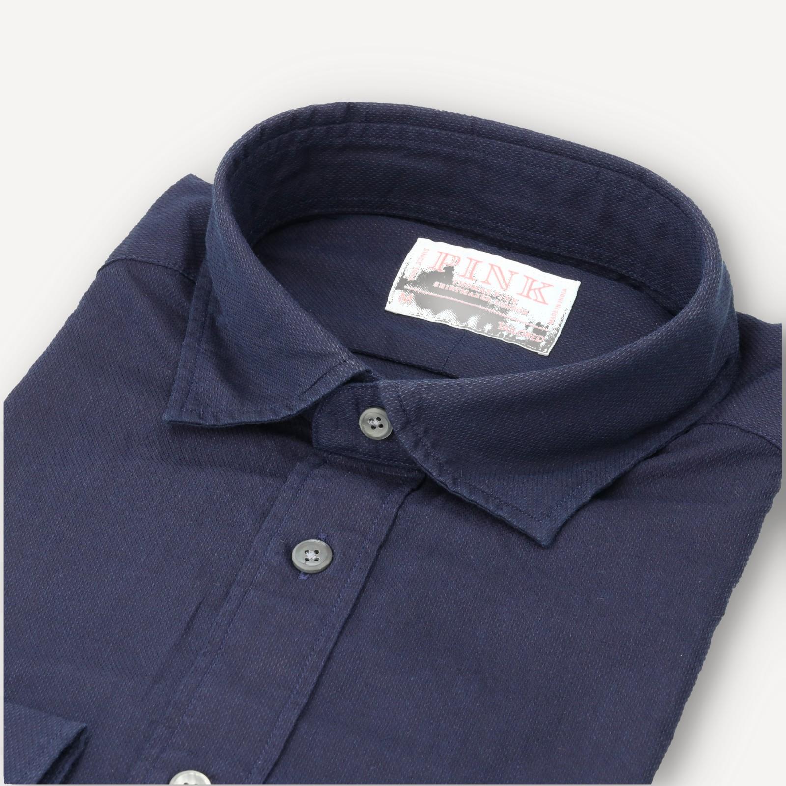 Thomas Pink Tailored Fit Plain Smart Casual Shirt Dark Navy-MALFORD OF LONDON SAVILE ROW MENSWEAR OUTLET