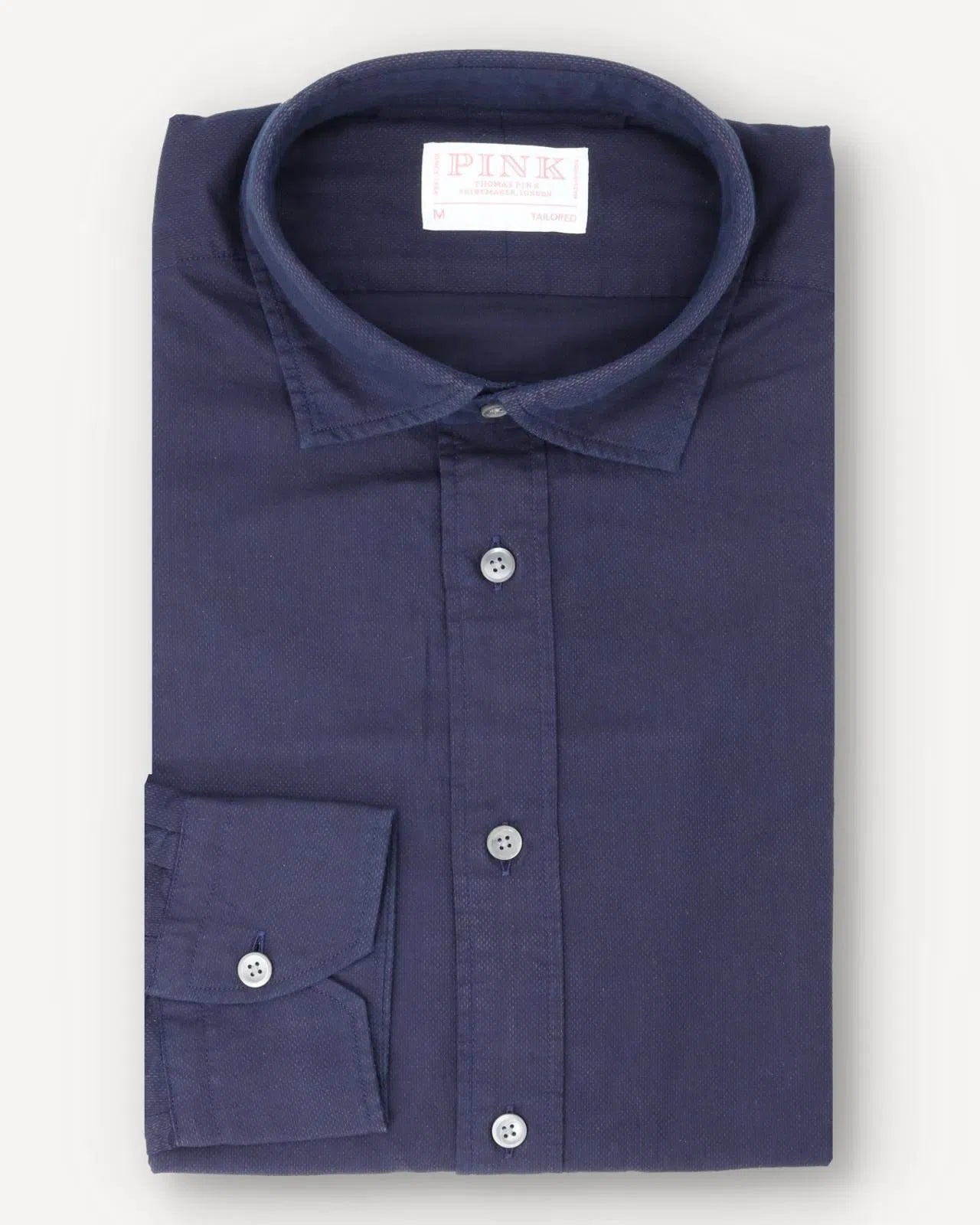 Thomas Pink Tailored Fit Plain Smart Casual Shirt Dark Navy-MALFORD OF LONDON SAVILE ROW MENSWEAR OUTLET