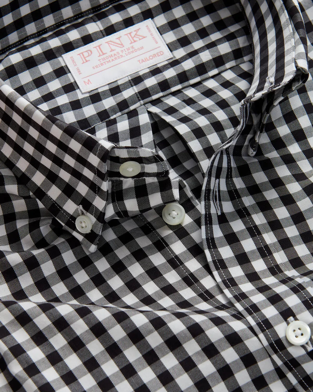 Thomas Pink Tailored Fit Smart Casual BD Gingham Twill Shirt Black/White-MALFORD OF LONDON SAVILE ROW MENSWEAR OUTLET