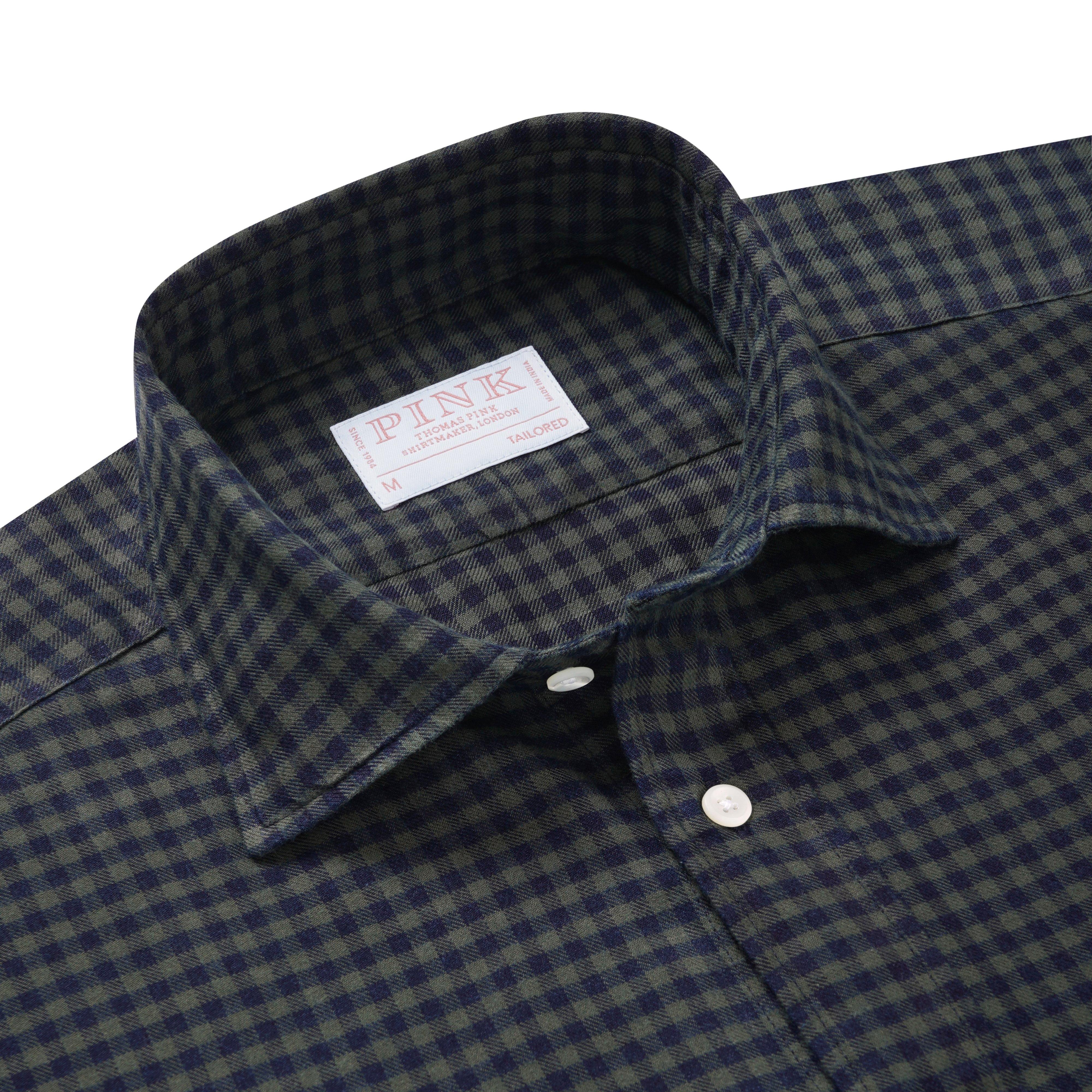 Thomas Pink Tailored Fit Smart Casual Brushed Check Shirt-MALFORD OF LONDON SAVILE ROW MENSWEAR OUTLET