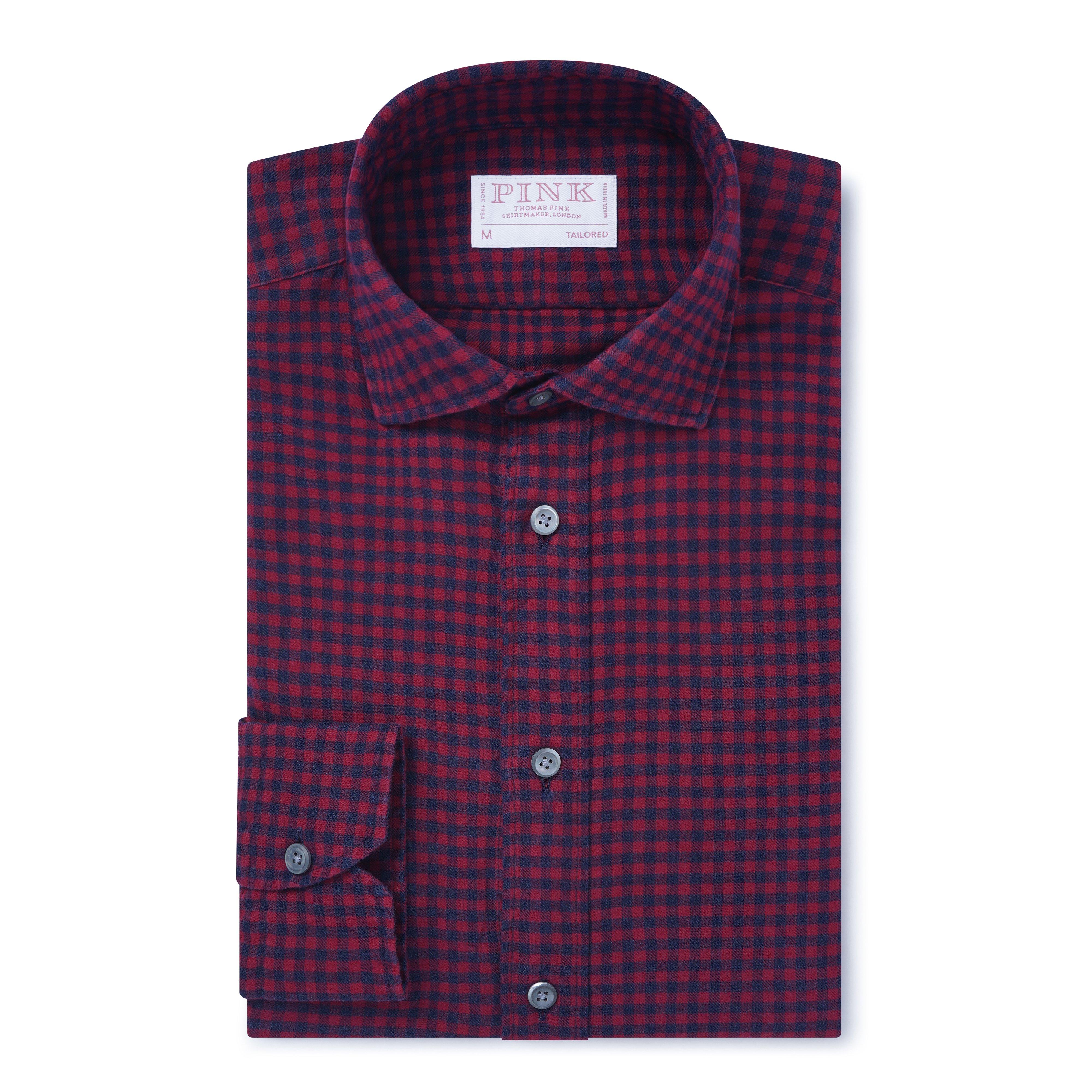 Thomas Pink Tailored Fit Smart Casual Brushed Check Shirt-MALFORD OF LONDON SAVILE ROW MENSWEAR OUTLET