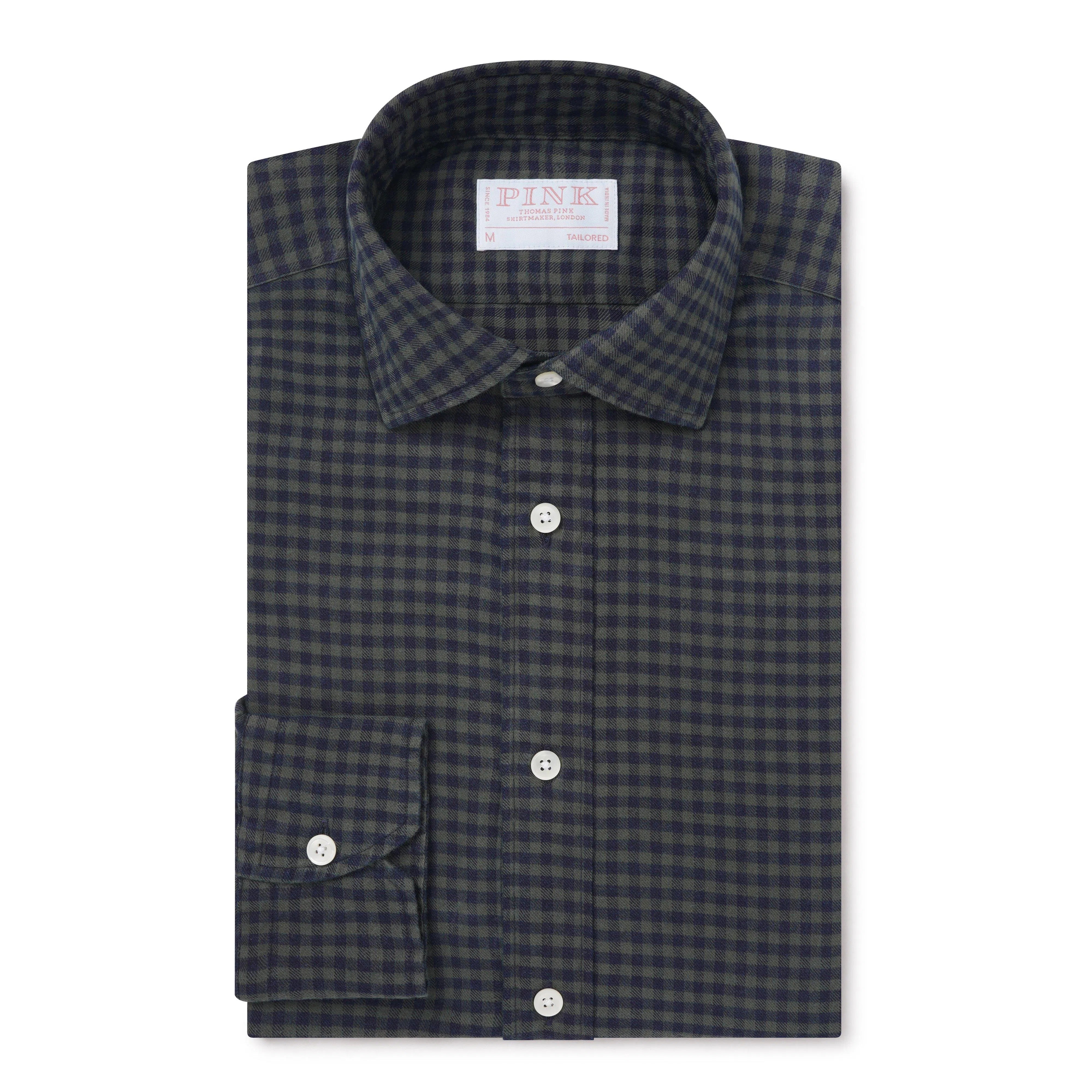 Thomas Pink Tailored Fit Smart Casual Brushed Check Shirt-MALFORD OF LONDON SAVILE ROW MENSWEAR OUTLET