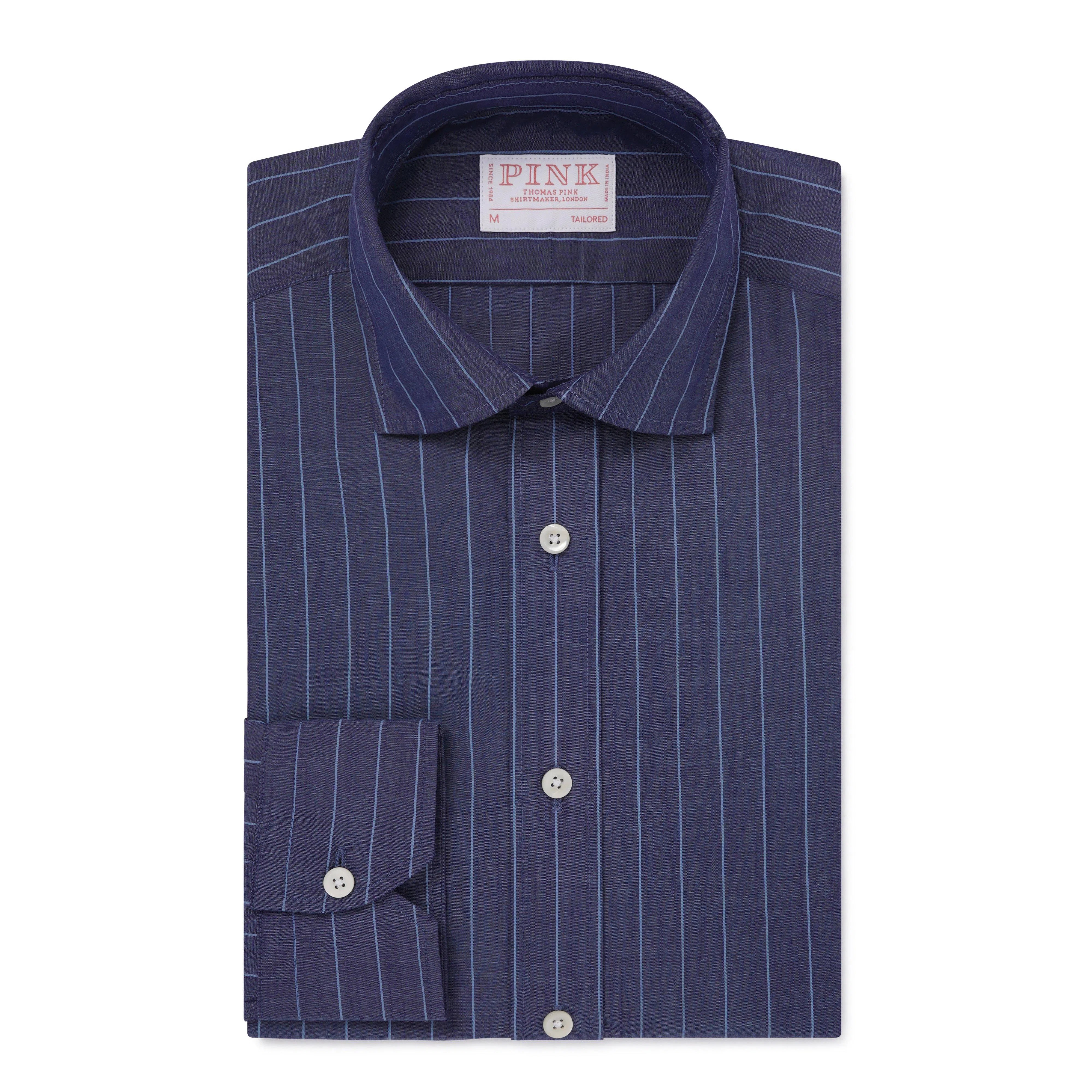 Thomas Pink Tailored Fit Smart Casual Chambray Shirt-MALFORD OF LONDON SAVILE ROW MENSWEAR OUTLET