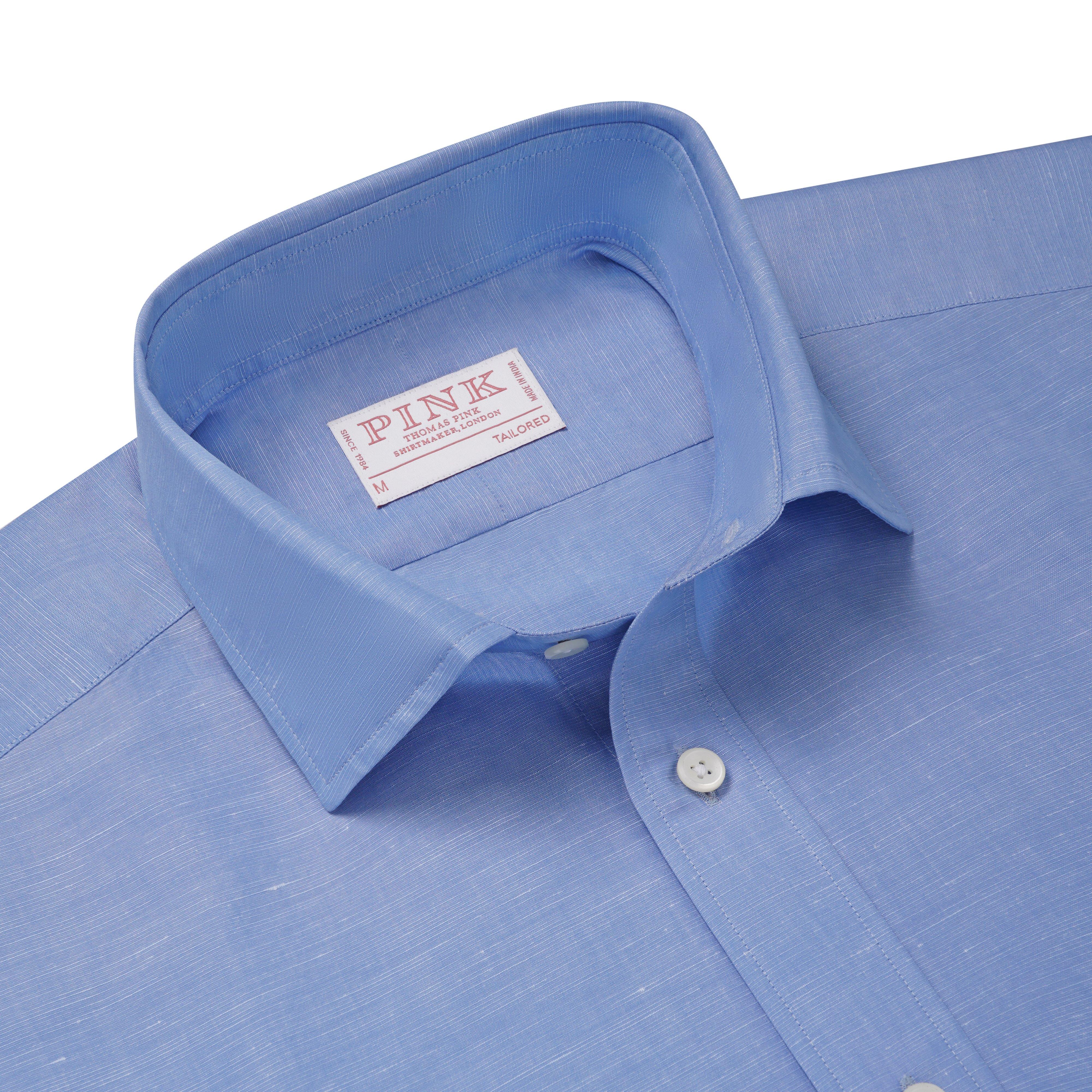 Thomas Pink Tailored Fit Smart Casual Cotton Blend Slub Shirt-MALFORD OF LONDON SAVILE ROW MENSWEAR OUTLET