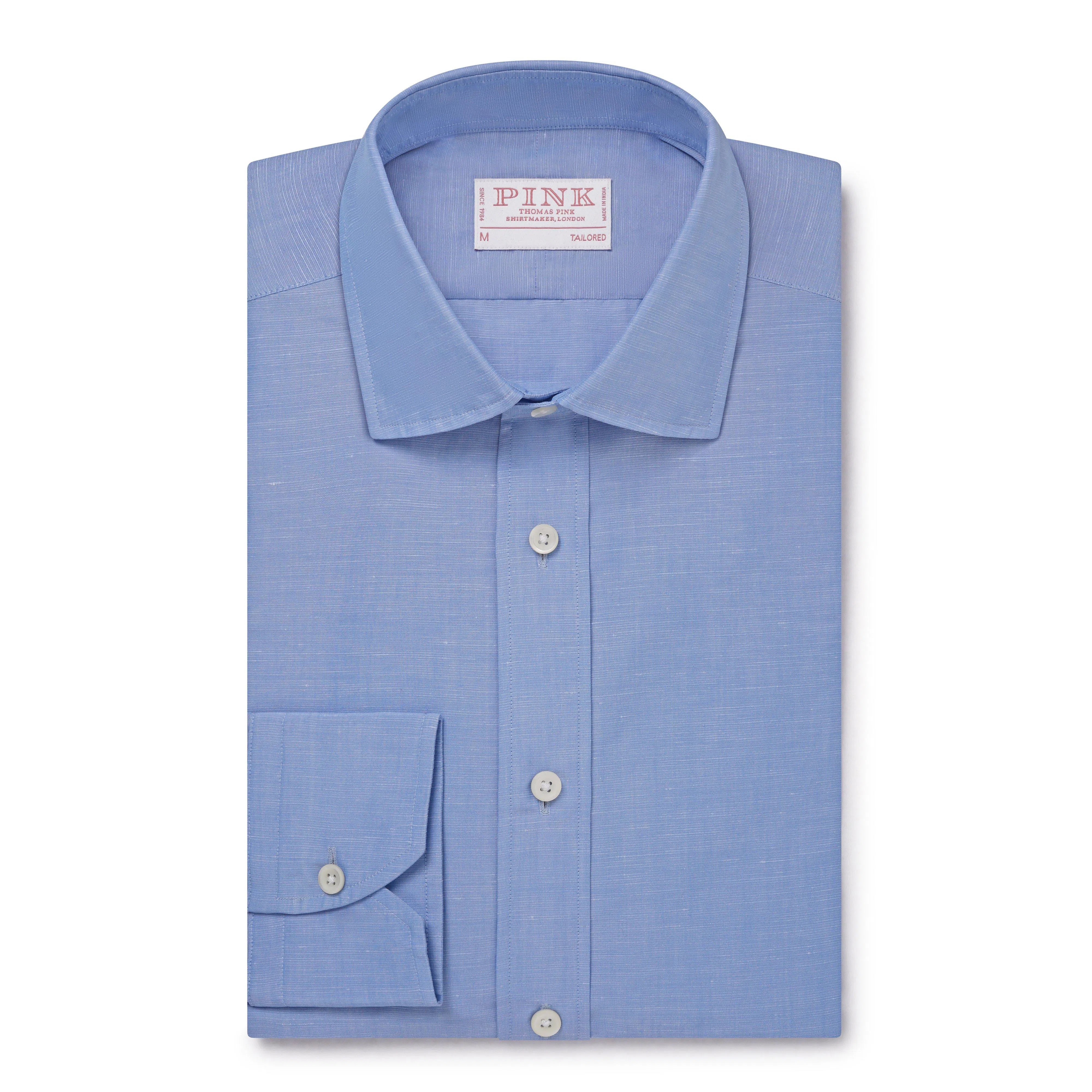 Thomas Pink Tailored Fit Smart Casual Cotton Blend Slub Shirt-MALFORD OF LONDON SAVILE ROW MENSWEAR OUTLET