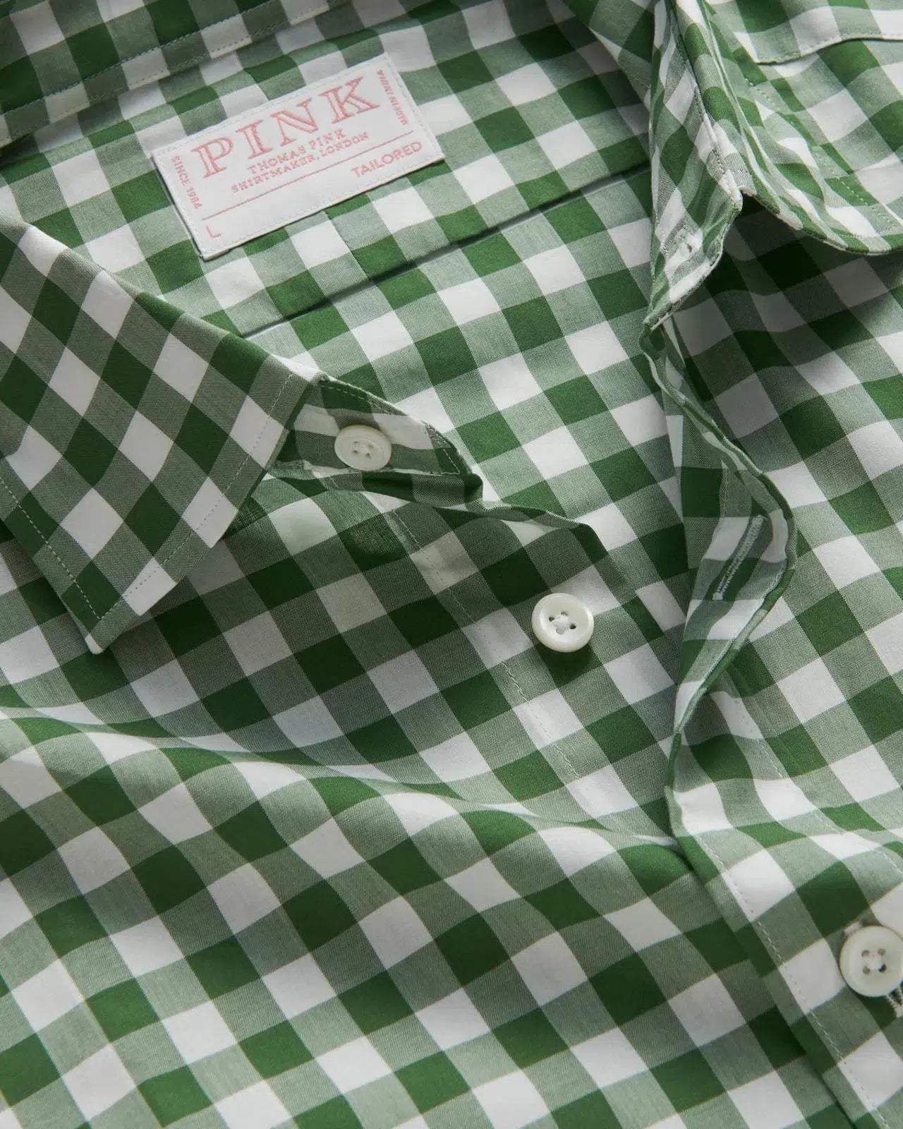 Thomas Pink Tailored Fit Smart Casual Gingham Shirt Deep Green/White-MALFORD OF LONDON SAVILE ROW MENSWEAR OUTLET