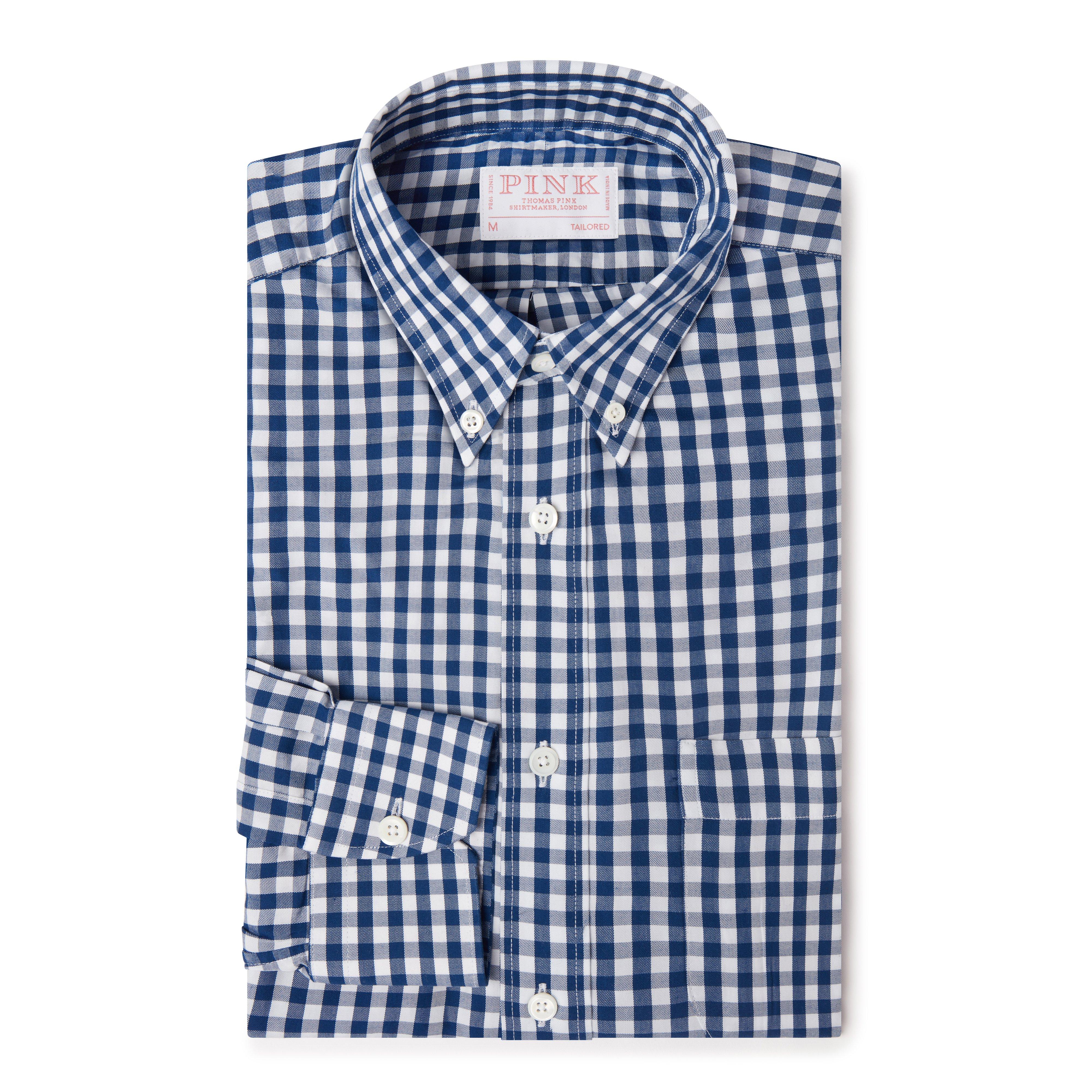 Thomas Pink Tailored Fit Smart Casual Gingham Twill Shirt-MALFORD OF LONDON SAVILE ROW MENSWEAR OUTLET