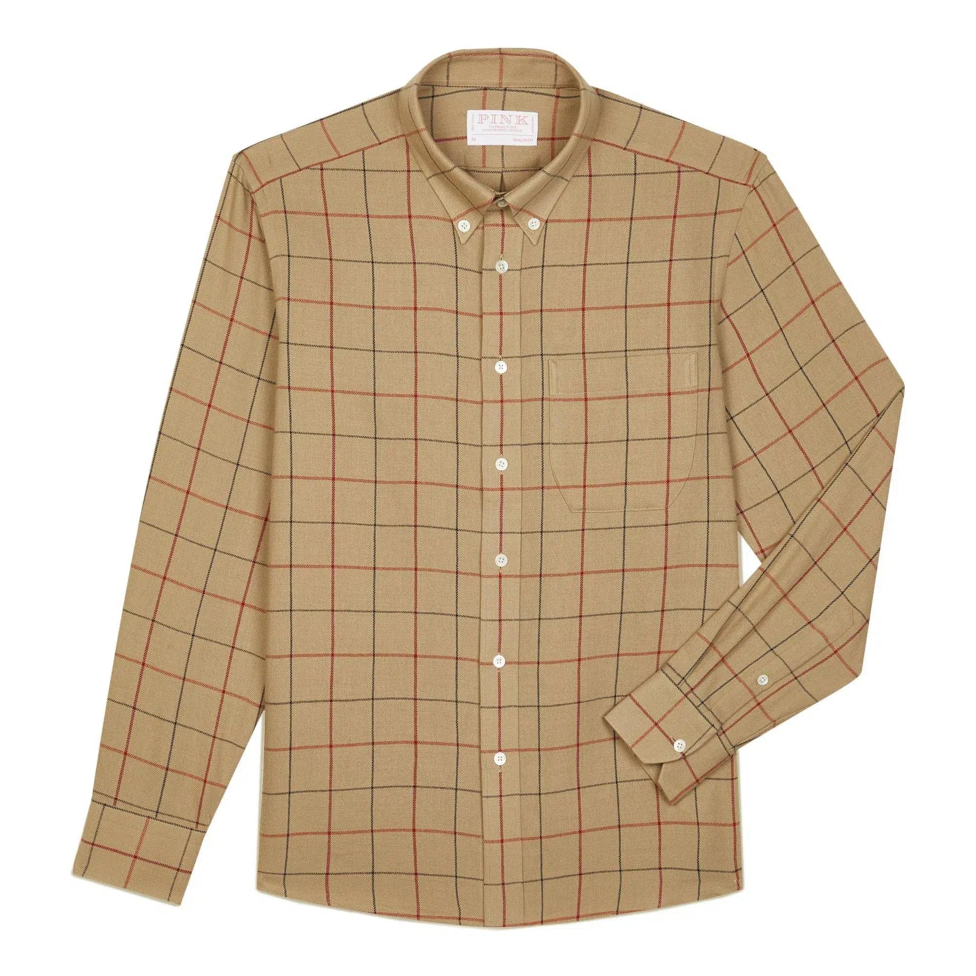 Thomas Pink Tailored Fit Smart Casual Large Twill Check Shirt-MALFORD OF LONDON SAVILE ROW MENSWEAR OUTLET