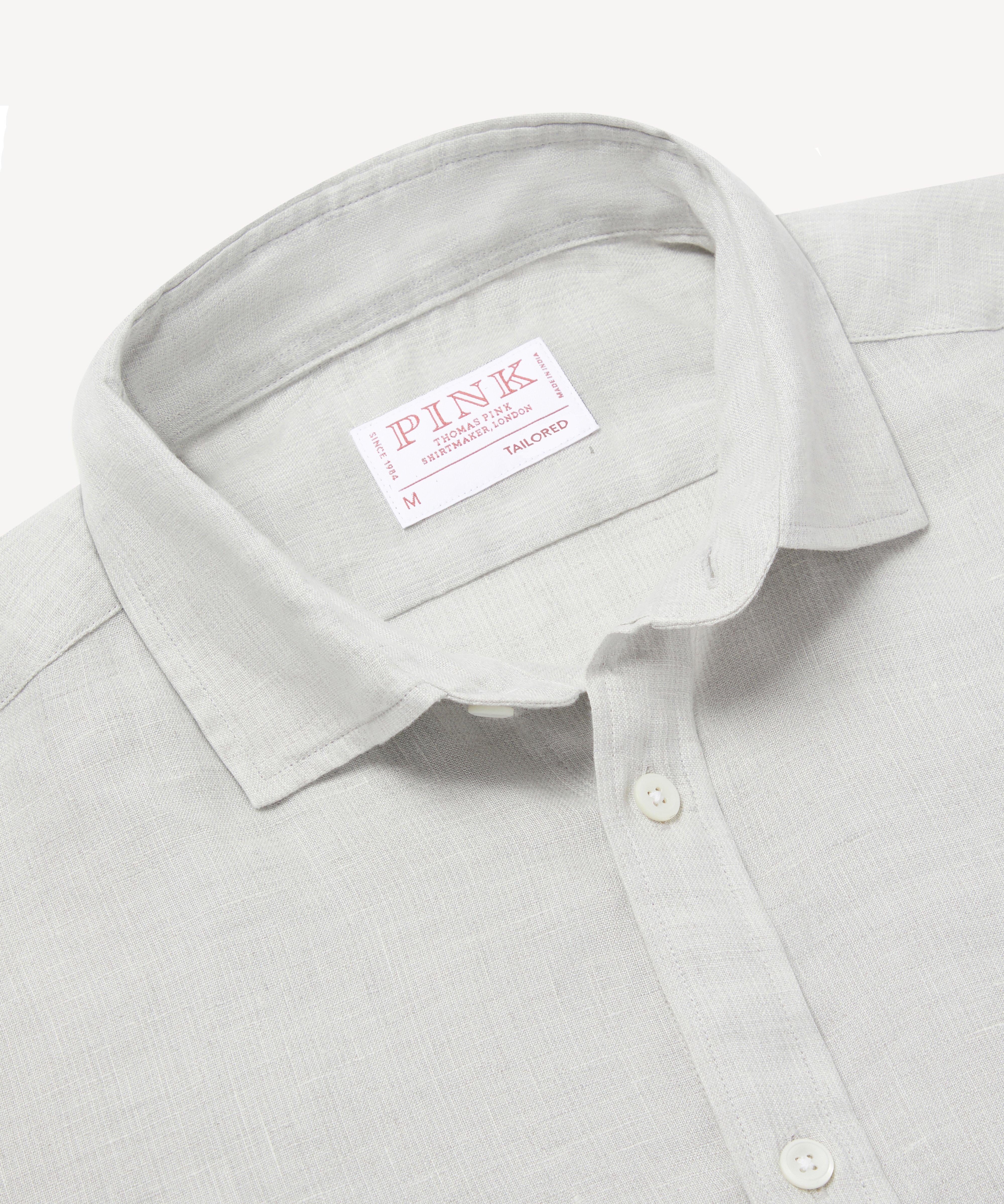 Thomas Pink Tailored Fit Smart Casual Linen End on End Shirt Off White-MALFORD OF LONDON SAVILE ROW MENSWEAR OUTLET