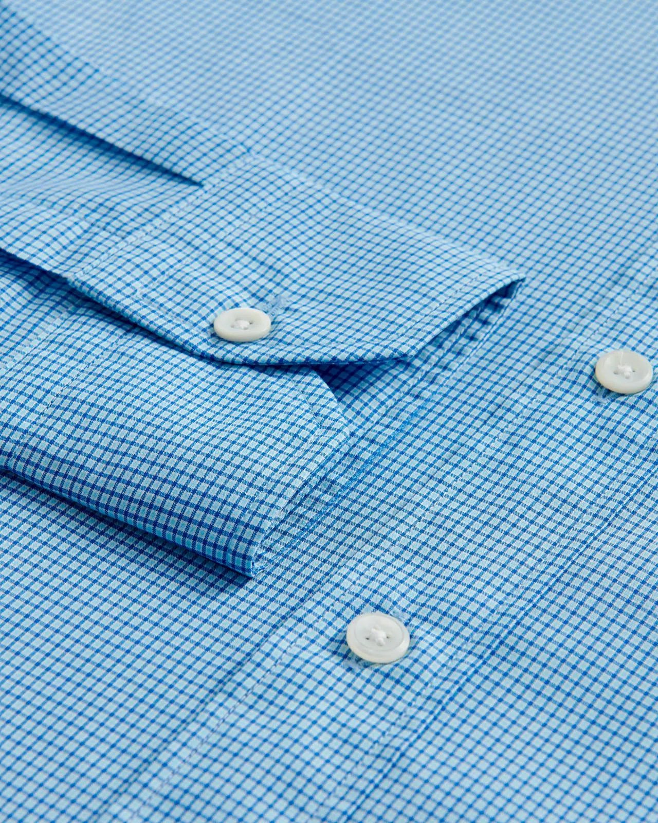 Thomas Pink Tailored Fit Smart Casual Micro Check Shirt Pale Blue/Blue-MALFORD OF LONDON SAVILE ROW MENSWEAR OUTLET