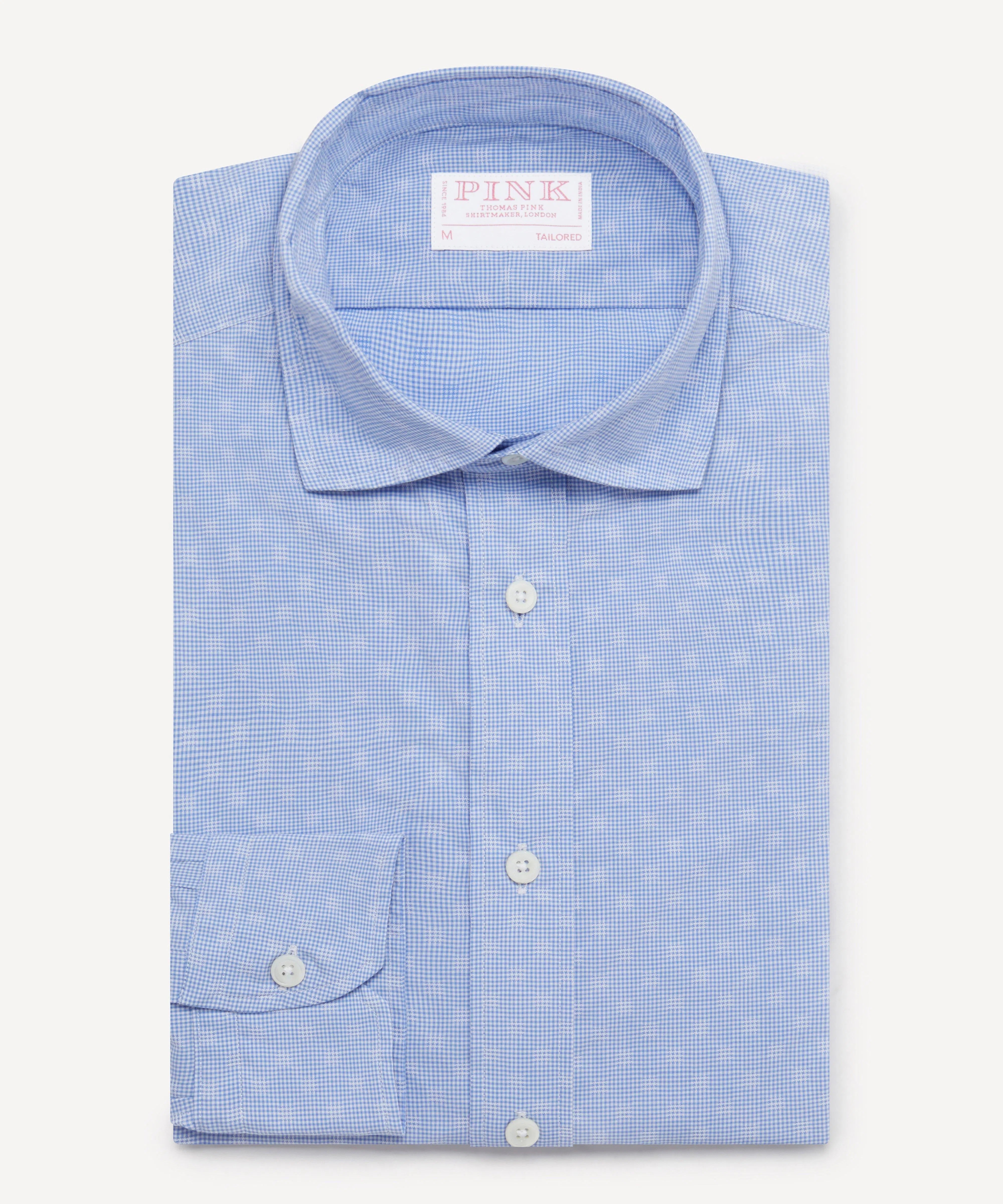 Thomas Pink Tailored Fit Smart Casual Micro Gingham Shirt-MALFORD OF LONDON SAVILE ROW MENSWEAR OUTLET