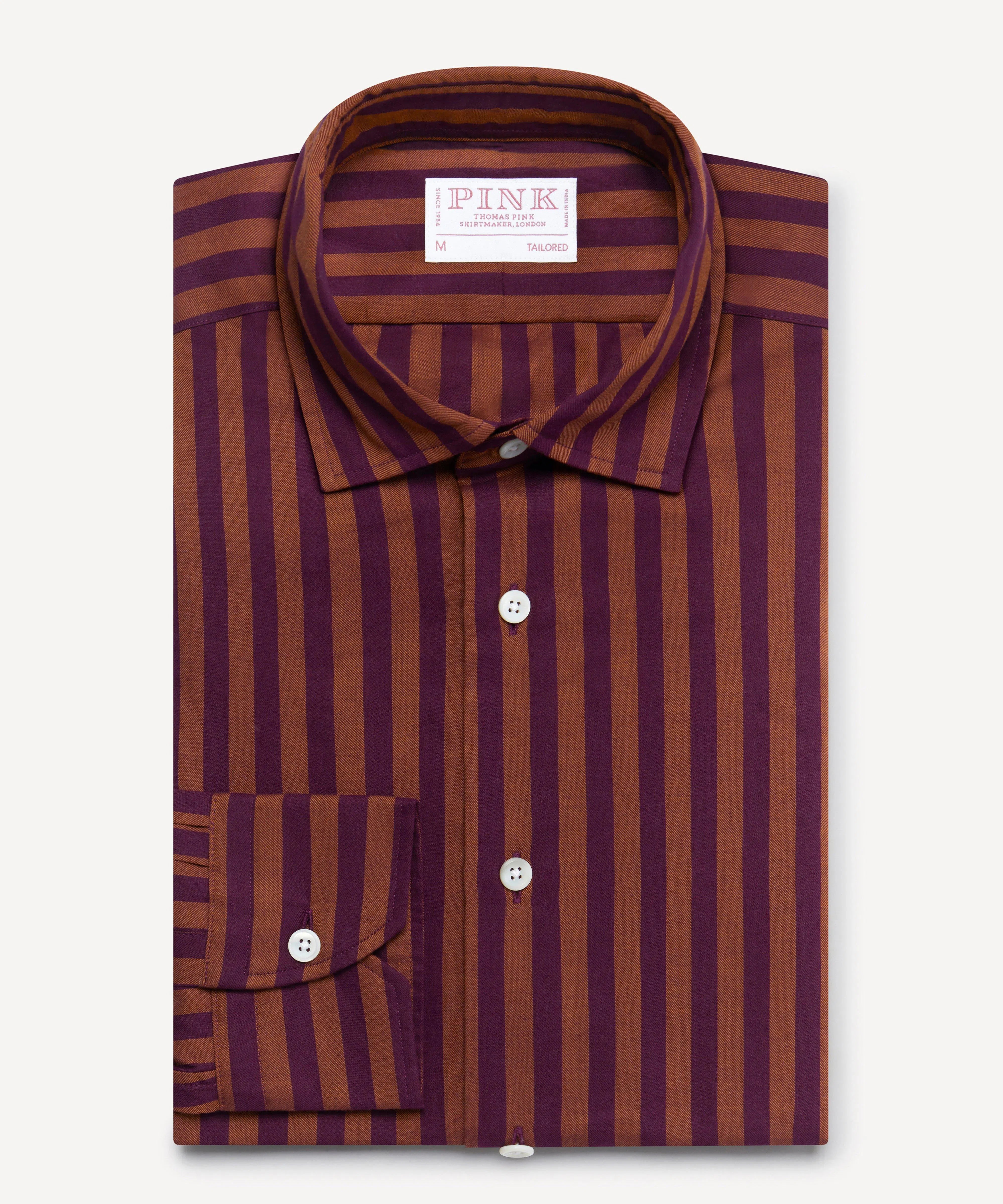 Thomas Pink Tailored Fit Smart Casual Twill Flannel Shirt-MALFORD OF LONDON SAVILE ROW MENSWEAR OUTLET